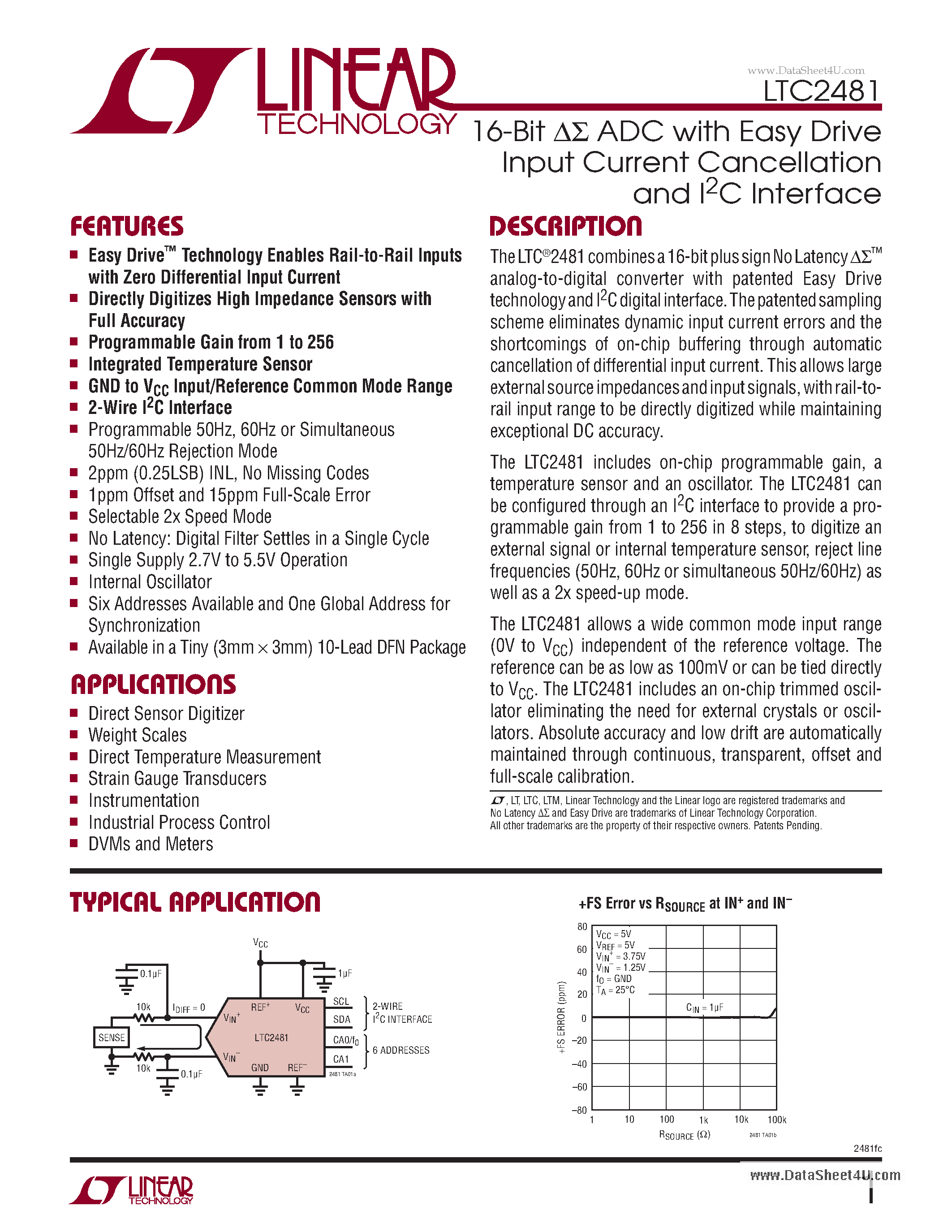 Datasheet LTC2481 - 16-Bit ADC page 1