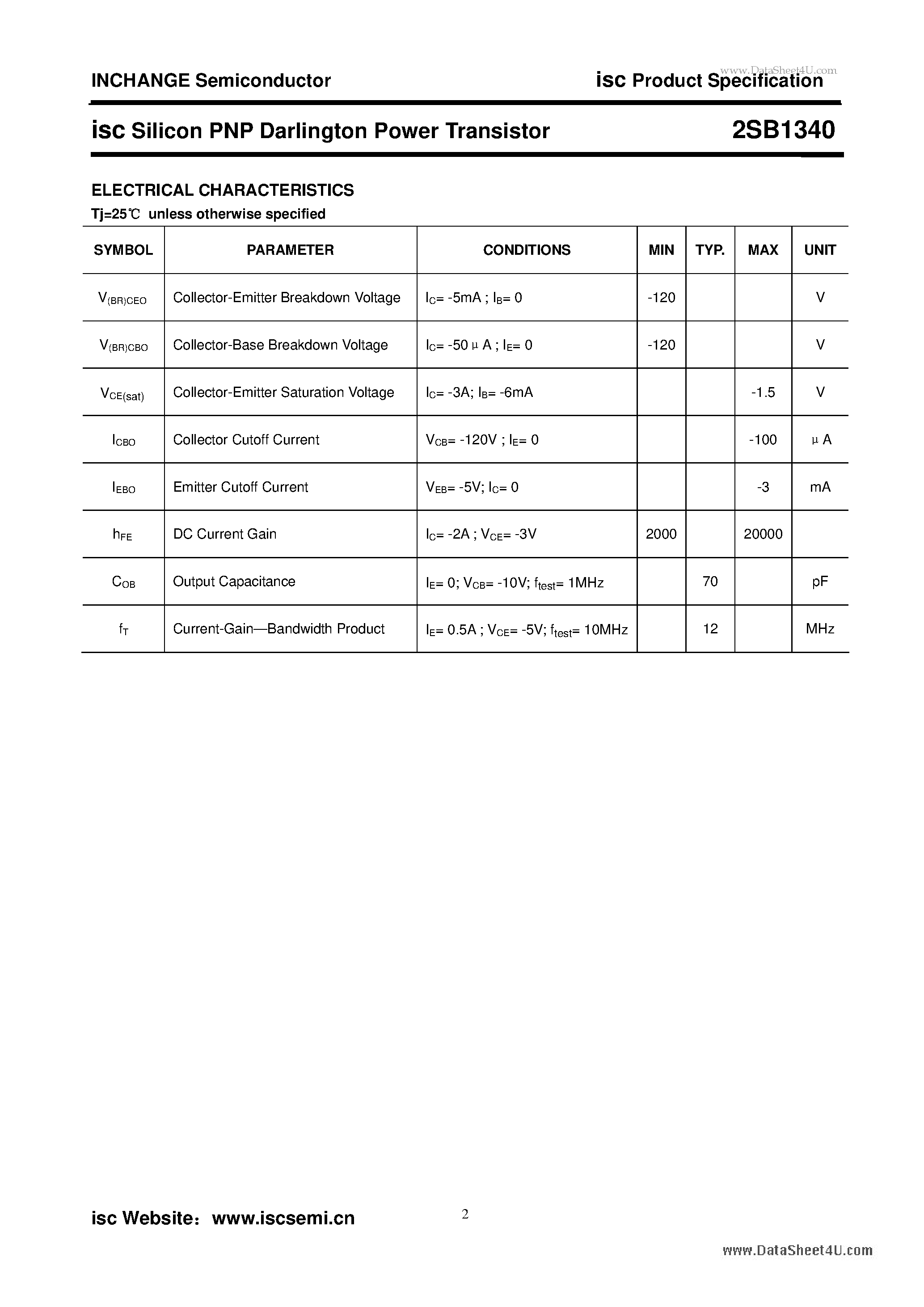 Даташит B1340 - Search -----> 2SB1340 страница 2