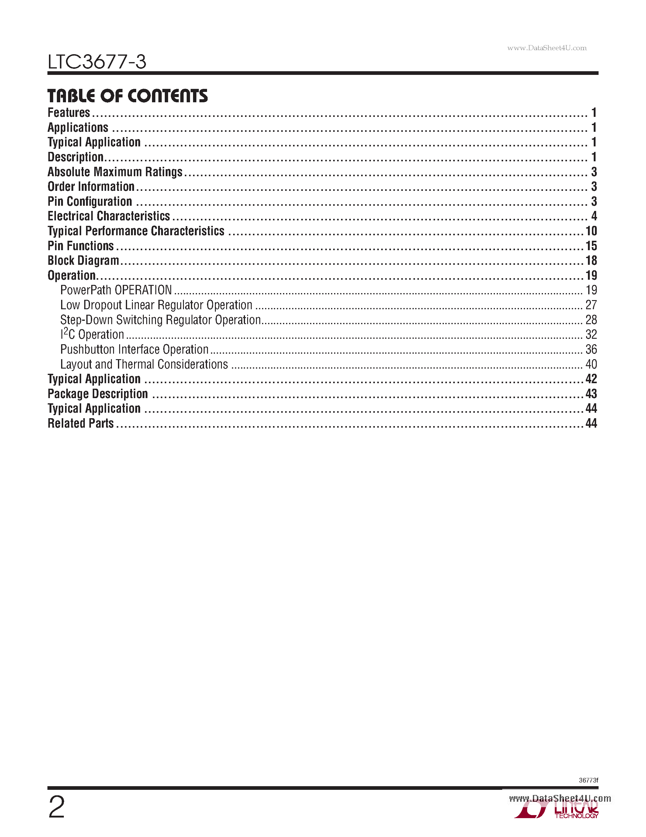 Datasheet LTC3677-3 - Highly Integrated Portable Product PMIC page 2