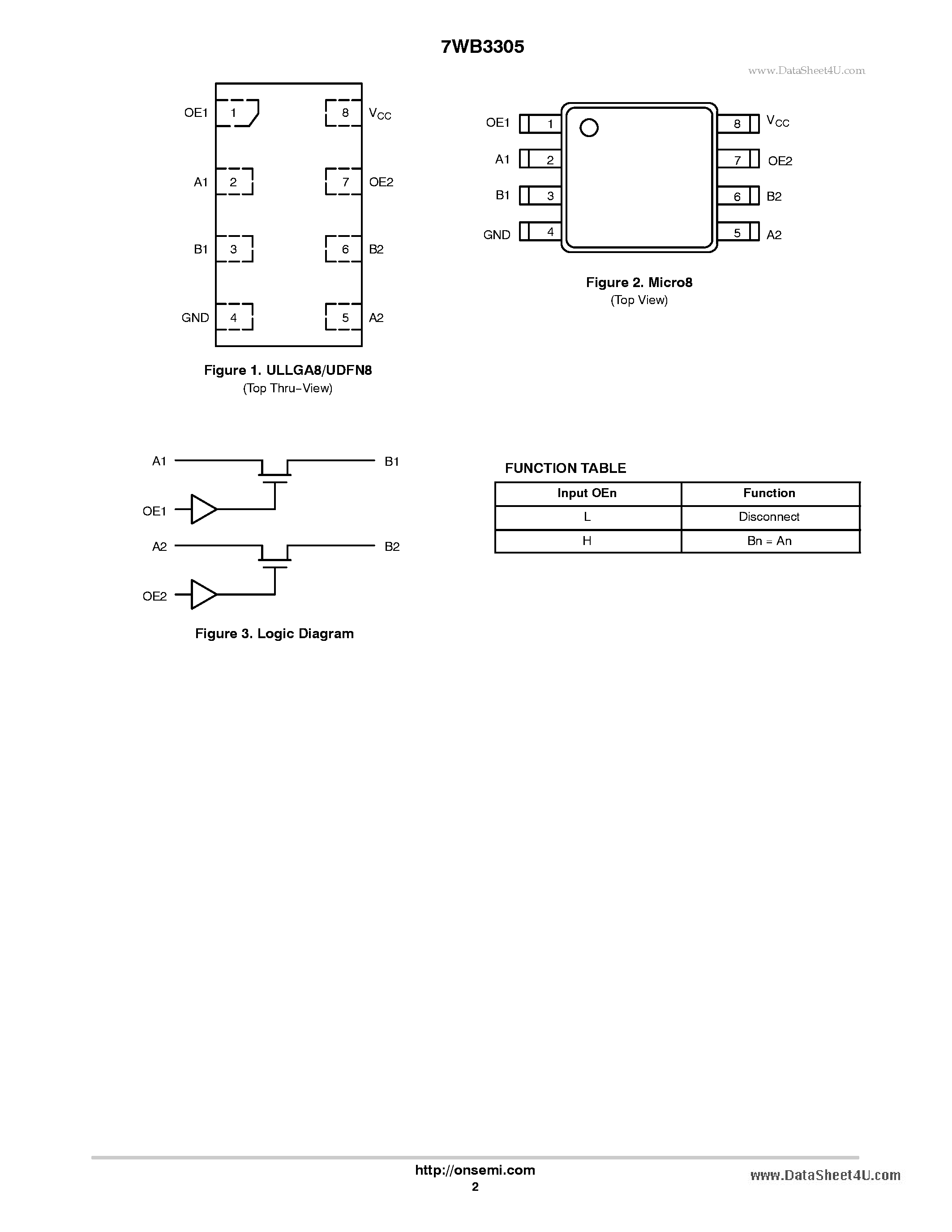 Datasheet 7WB3305 - 2-Bit Bus Switch page 2