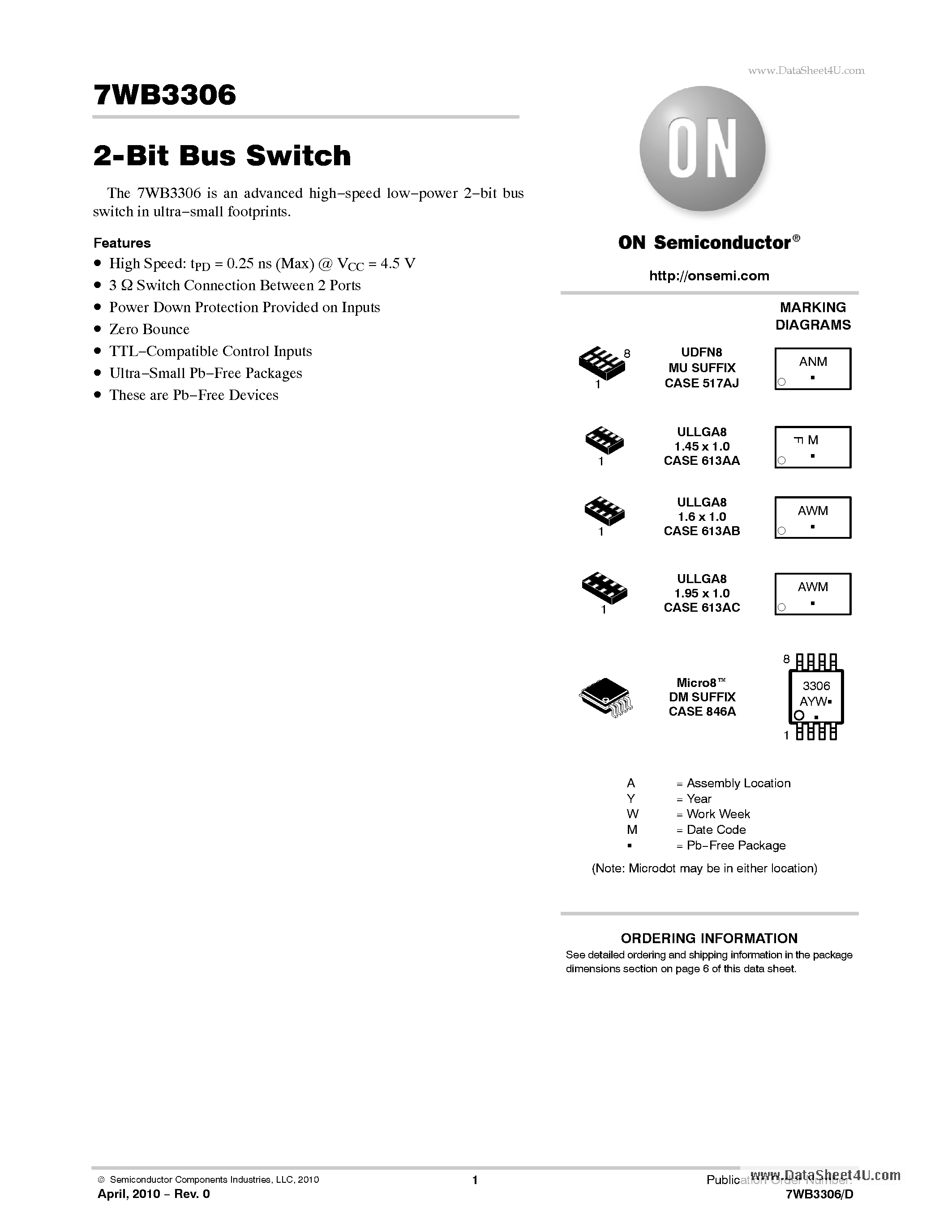 Datasheet 7WB3306 - 2-Bit Bus Switch page 1