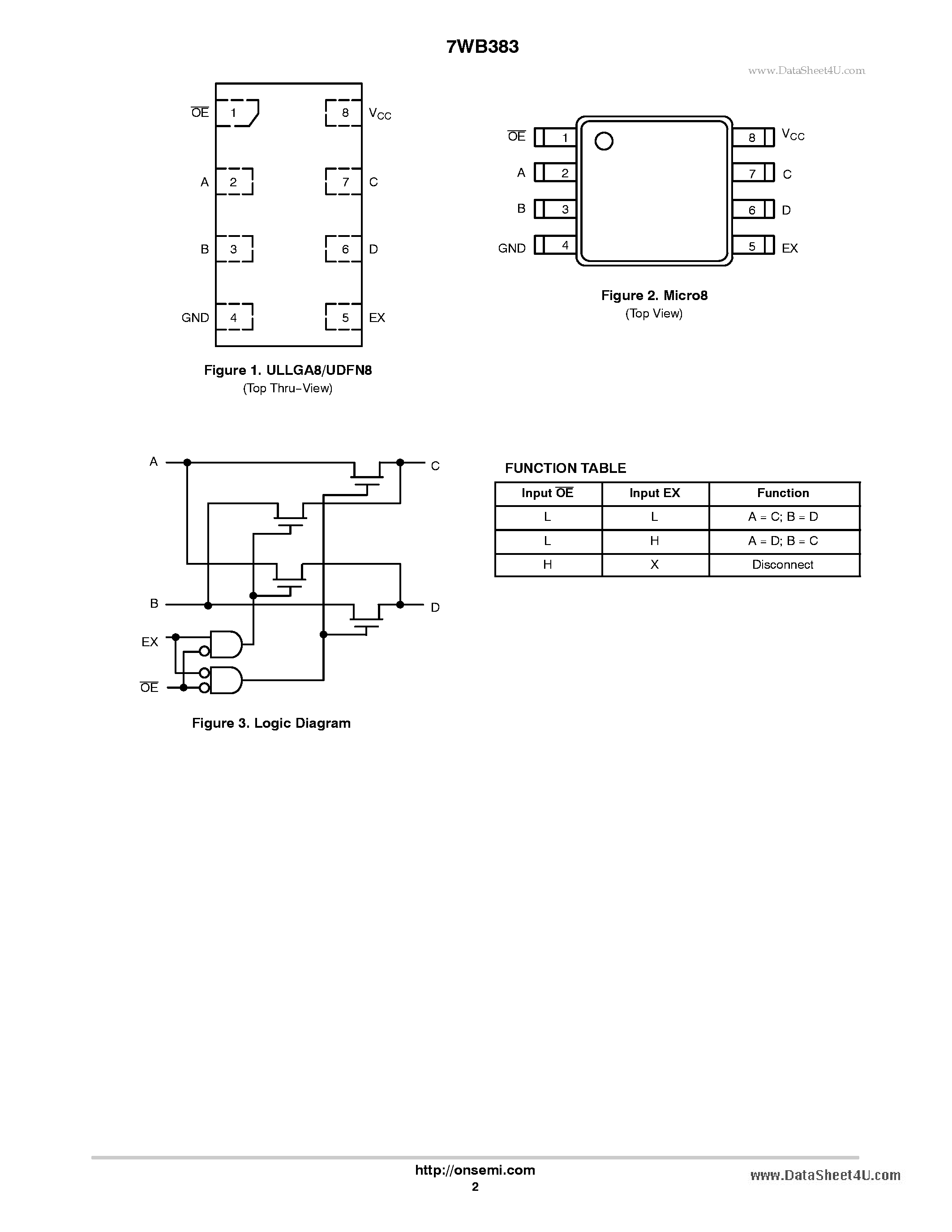 Даташит на микросхему 7WB383 страница 2 Даташит 7WB383 - Bus Exchange Switch страница 2