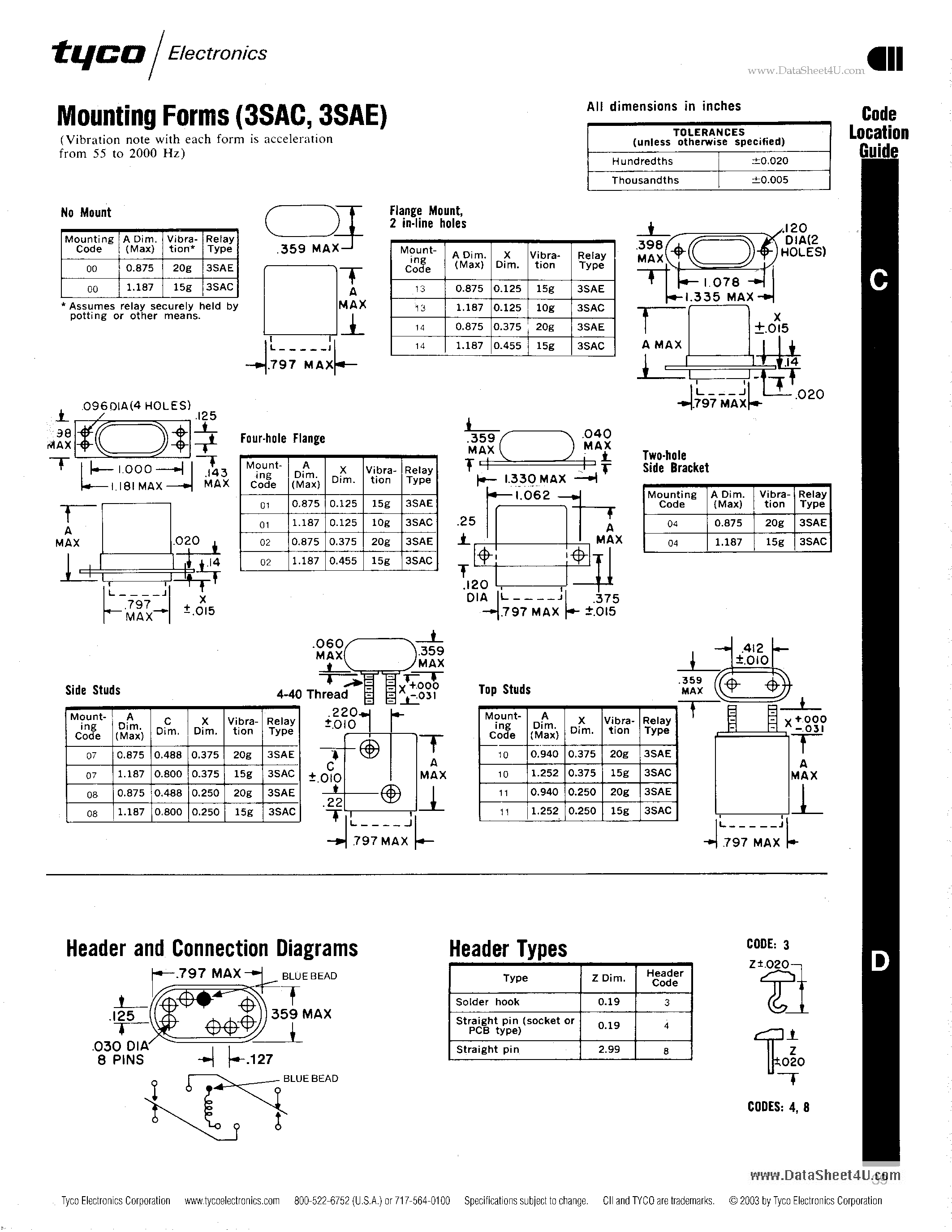 Datasheet 3SAC page 2 Datasheet 3SAC - Crystal-can-Micro-miniature Relays page 2