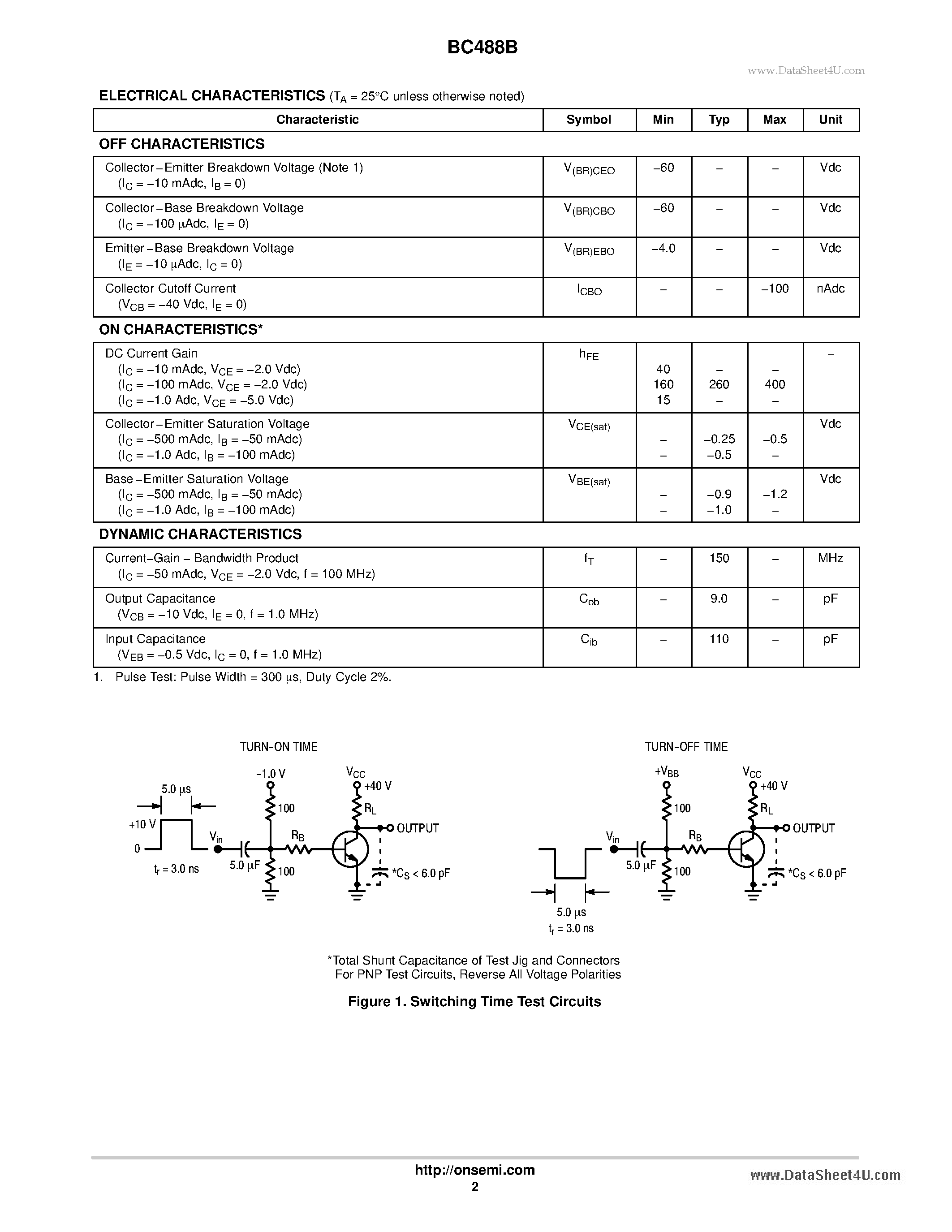 Даташит BC488B - High Current Transistors PNP Silicon страница 2