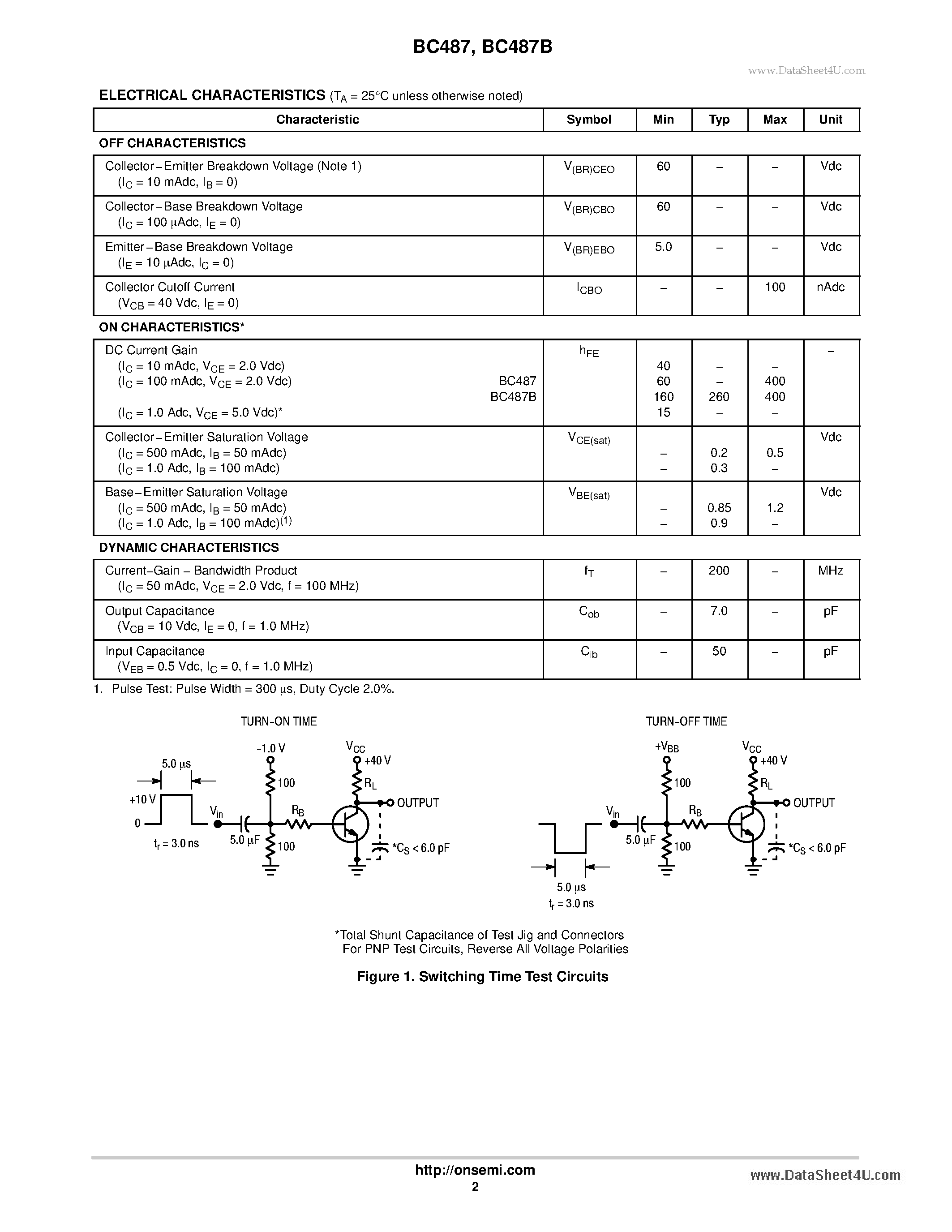 Даташит BC487 - High Current Transistors NPN Silicon страница 2