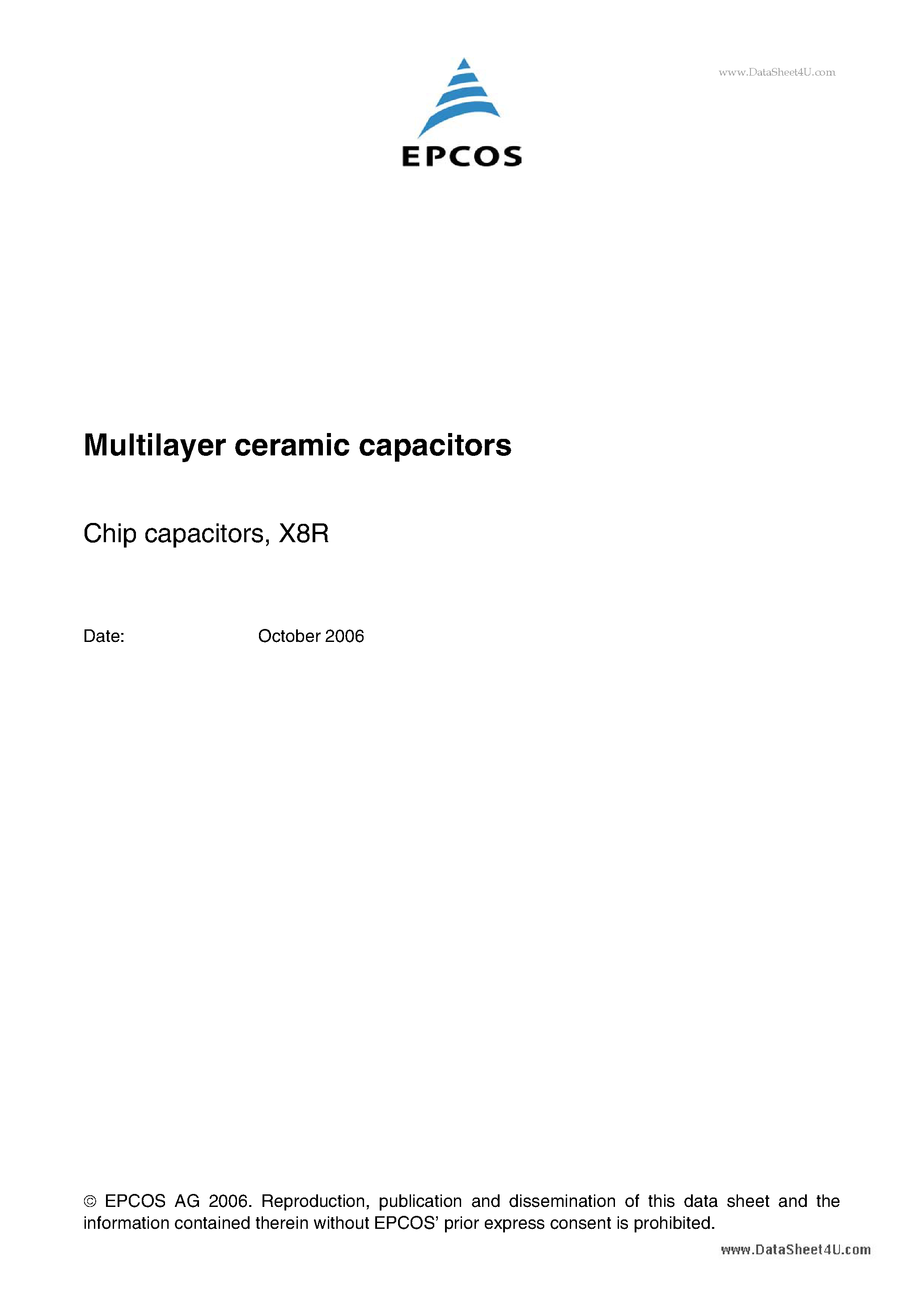 Datasheet X8R - Multilayer ceramic capacitors Chip capacitors page 1