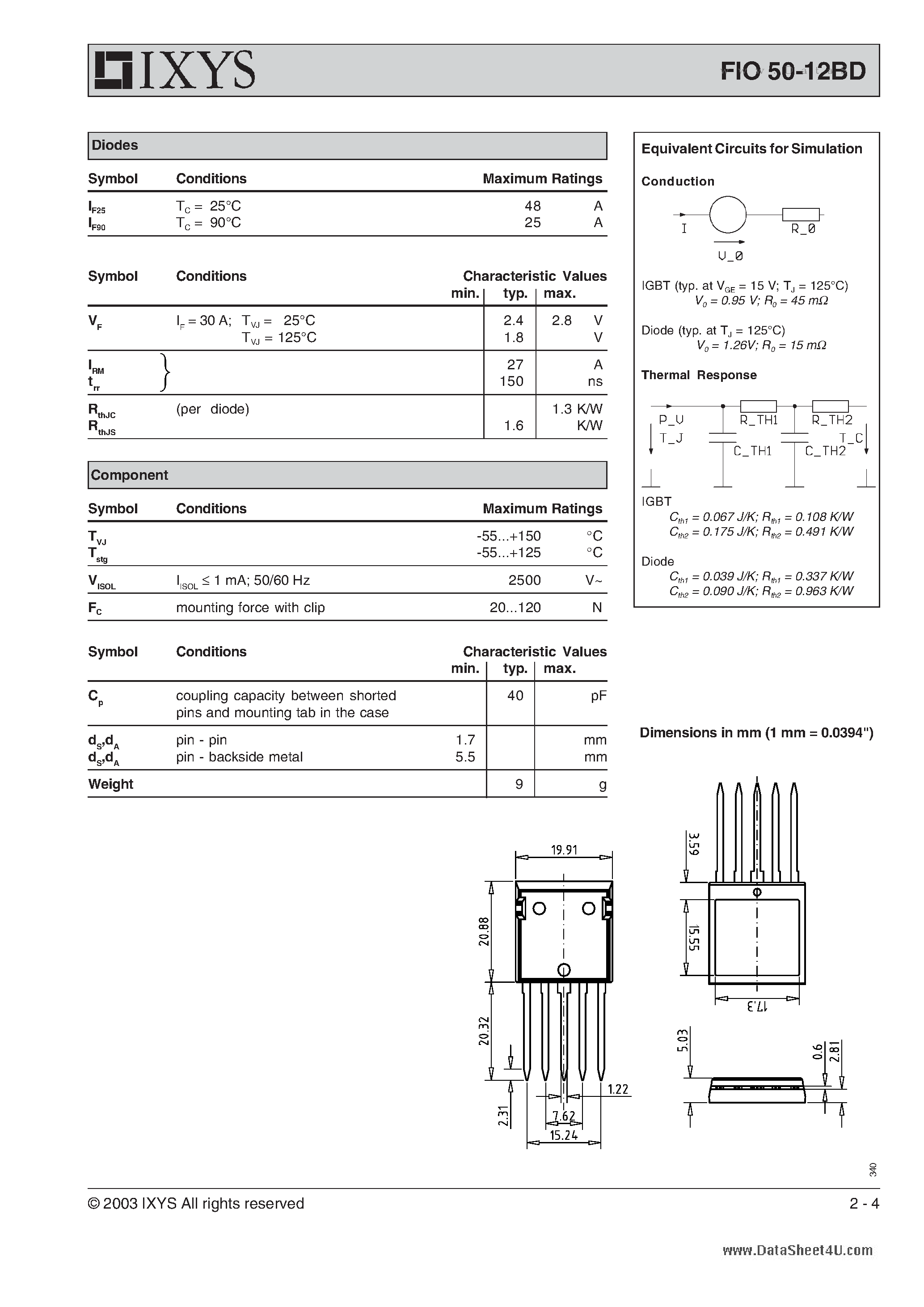 Даташит на микросхему FIO50-12BD страница 2 Даташит FIO50-12BD - Bidirectional Switch страница 2