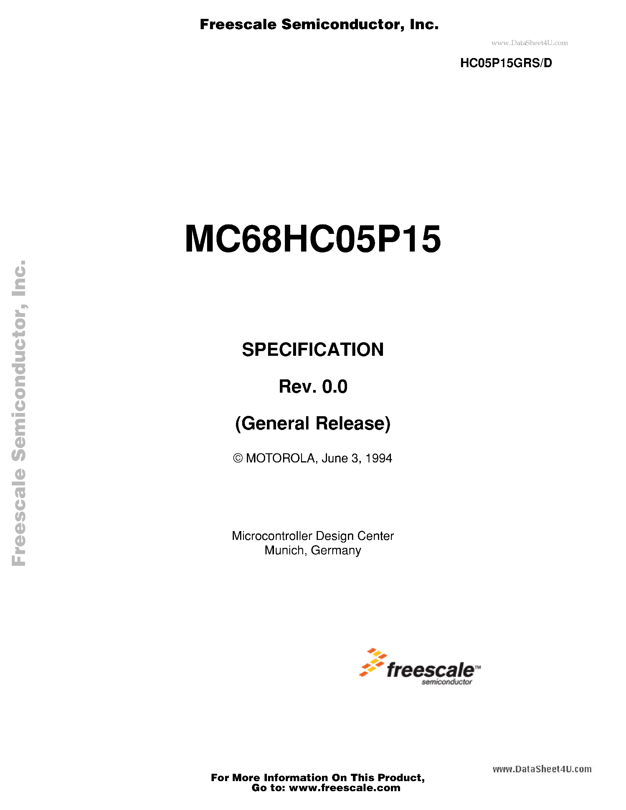 Даташит на микросхему MC68HC05P15 страница 1 Даташит MC68HC05P15 - SPECIFICATION страница 1