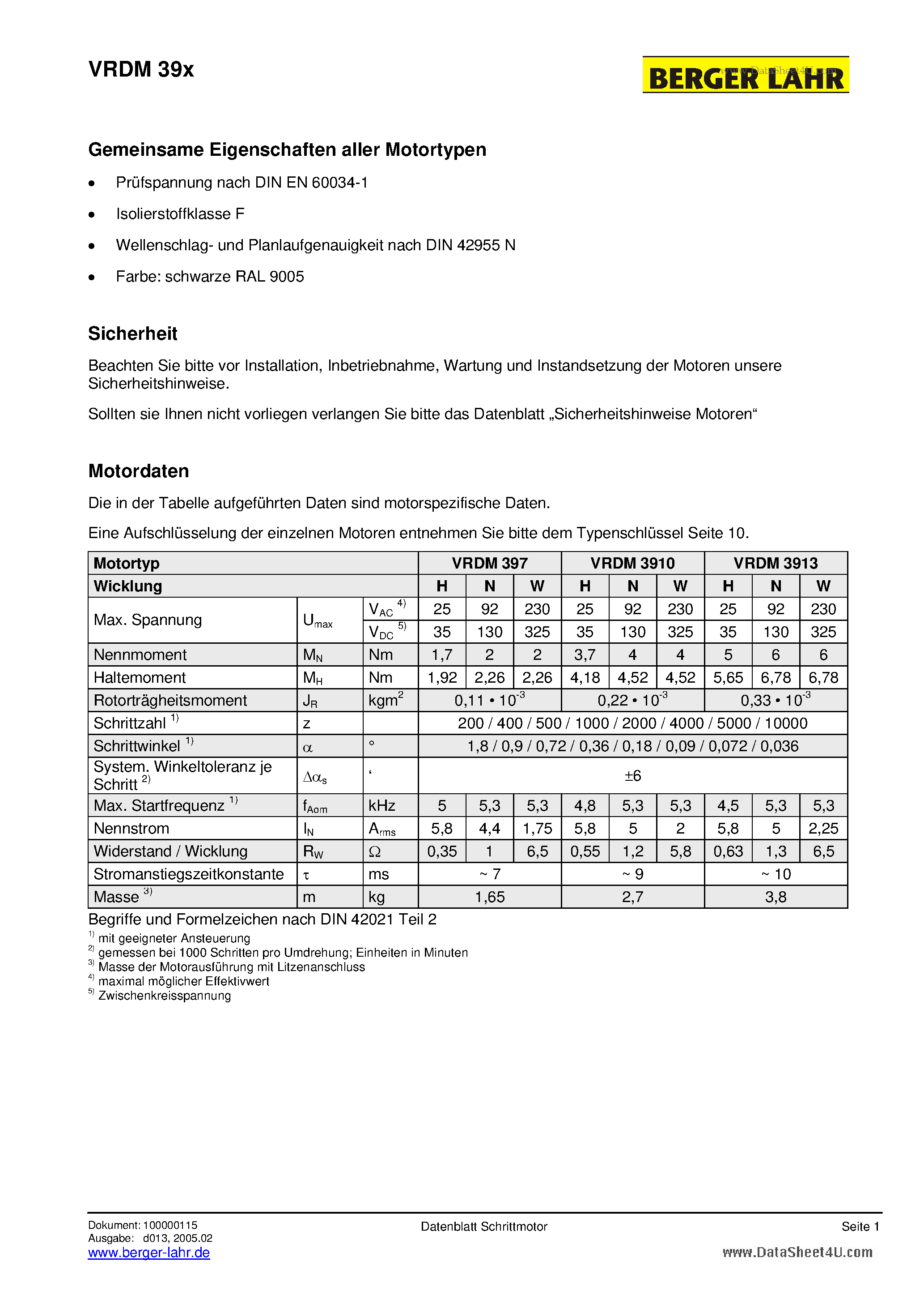 Даташит на микросхему VRDM3910 страница 2 Даташит VRDM3910 - 3-PHASEN SCHRITTMOTOR страница 2