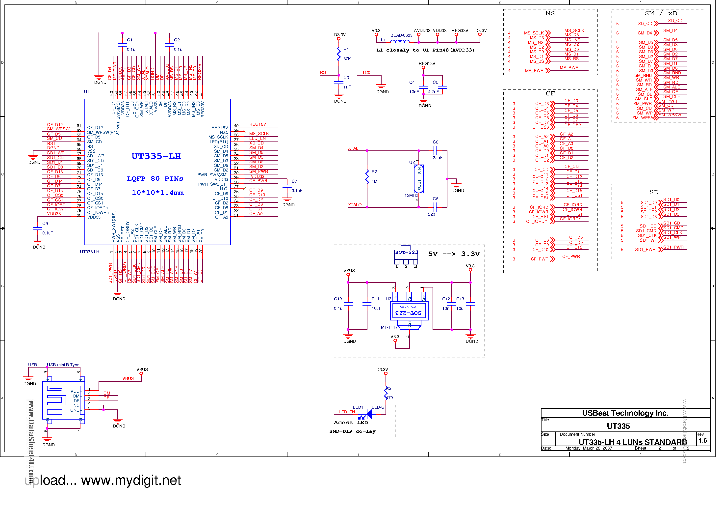 Даташит UT335-LH - 4 LUNs Standard Schematic страница 2