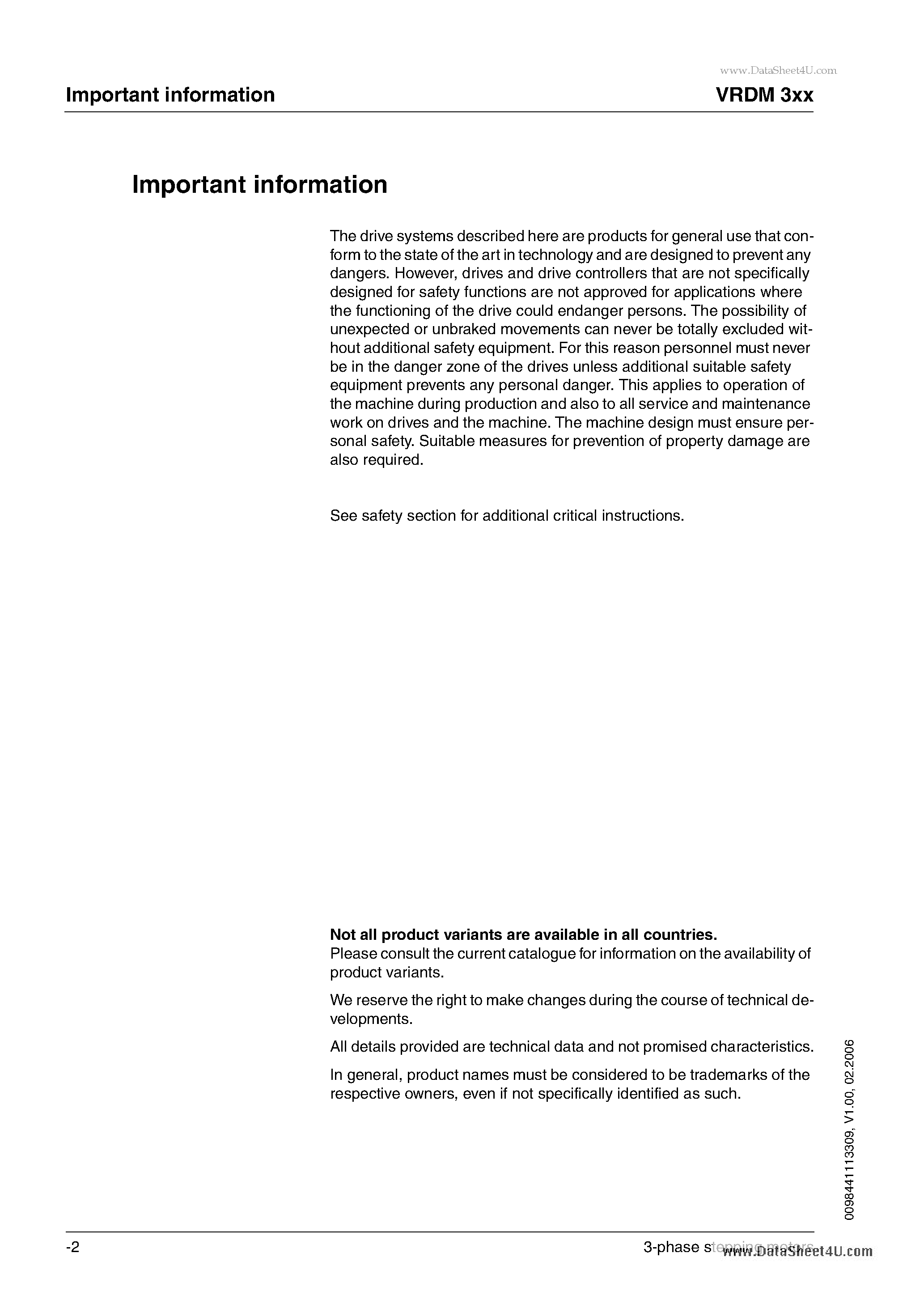 Даташит на микросхему VRDM364 страница 2 Даташит VRDM364 - 3-phase stepping motors страница 2