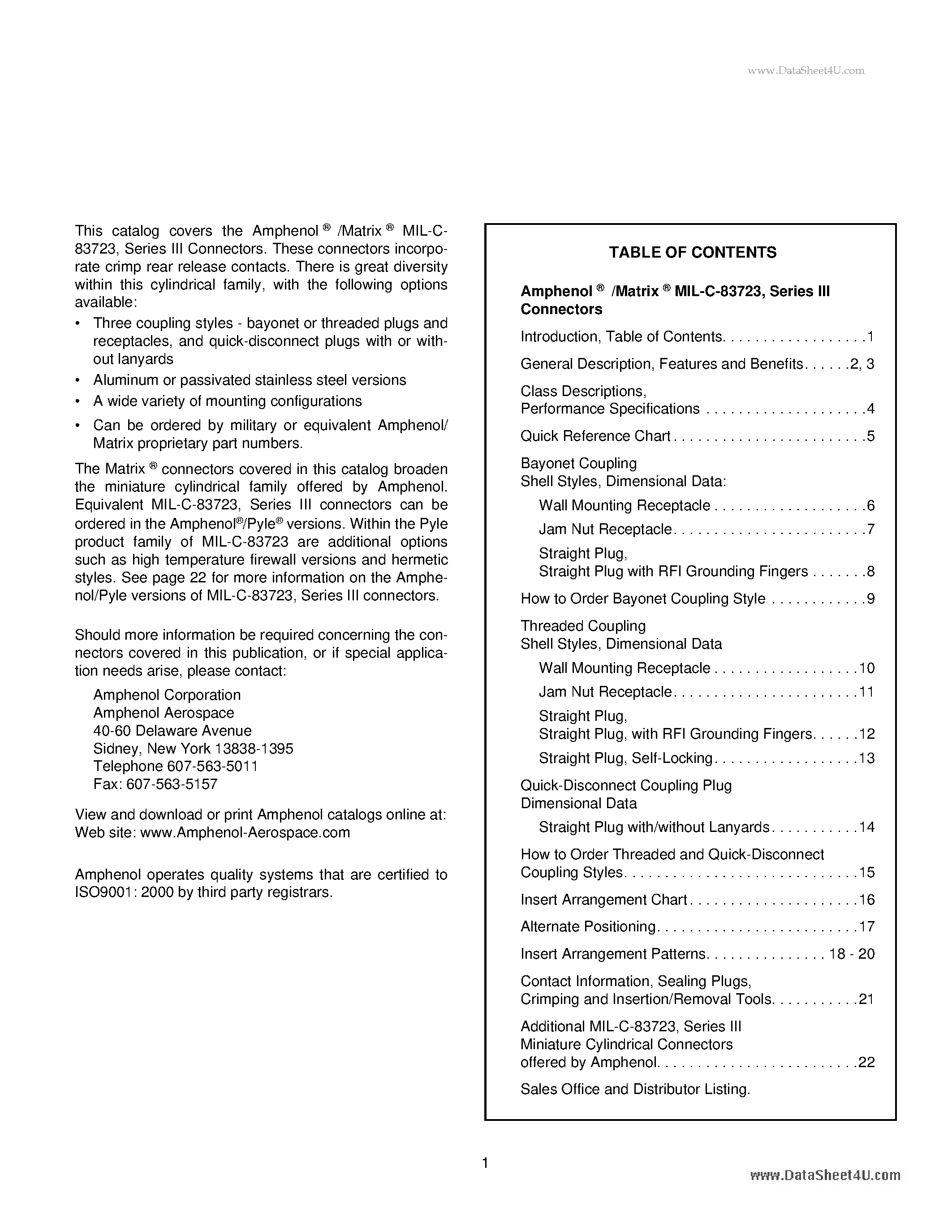 Datasheet M39029/5-115 - Series III Connectors page 2