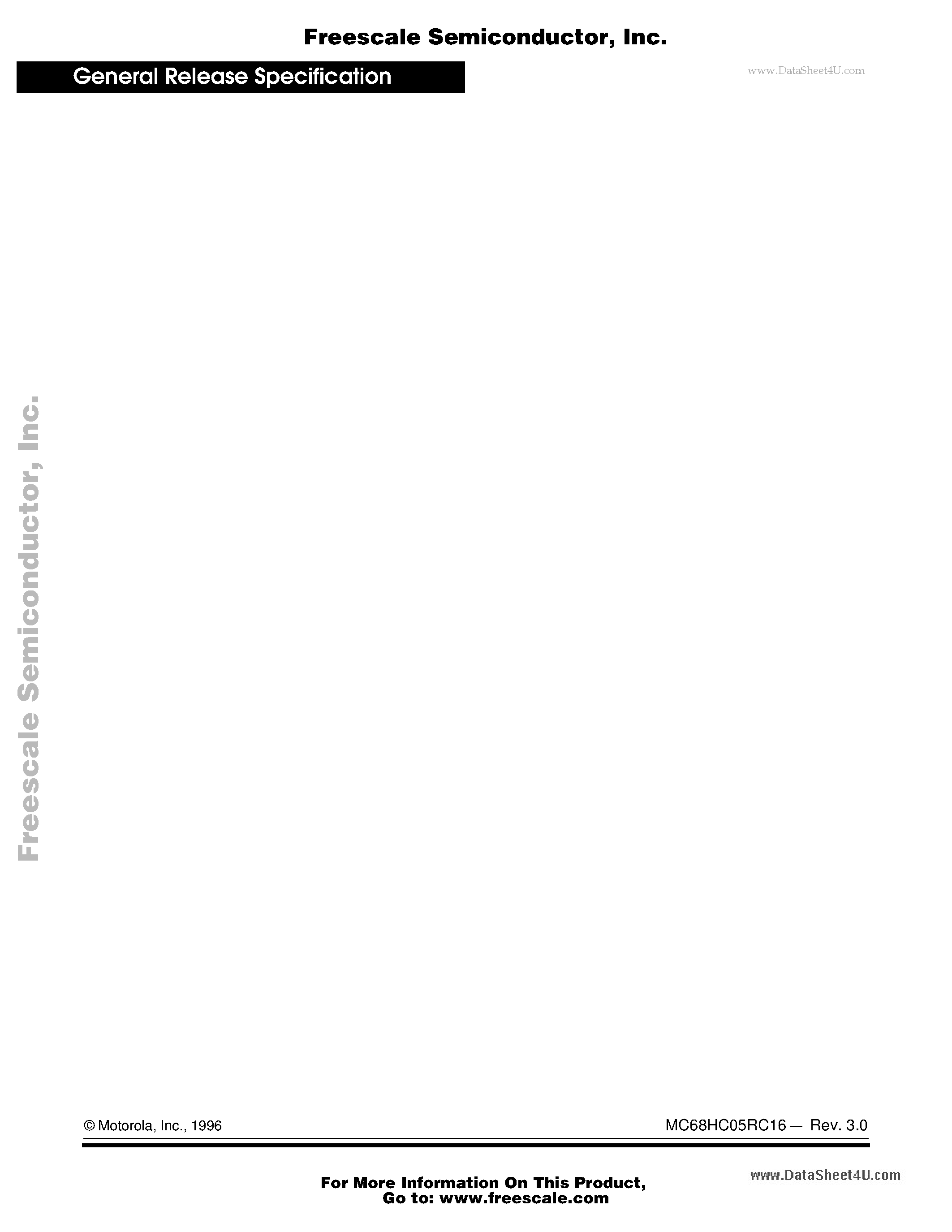 Даташит на микросхему MC68HC05RC16 страница 2 Даташит MC68HC05RC16 - General Release Specification страница 2