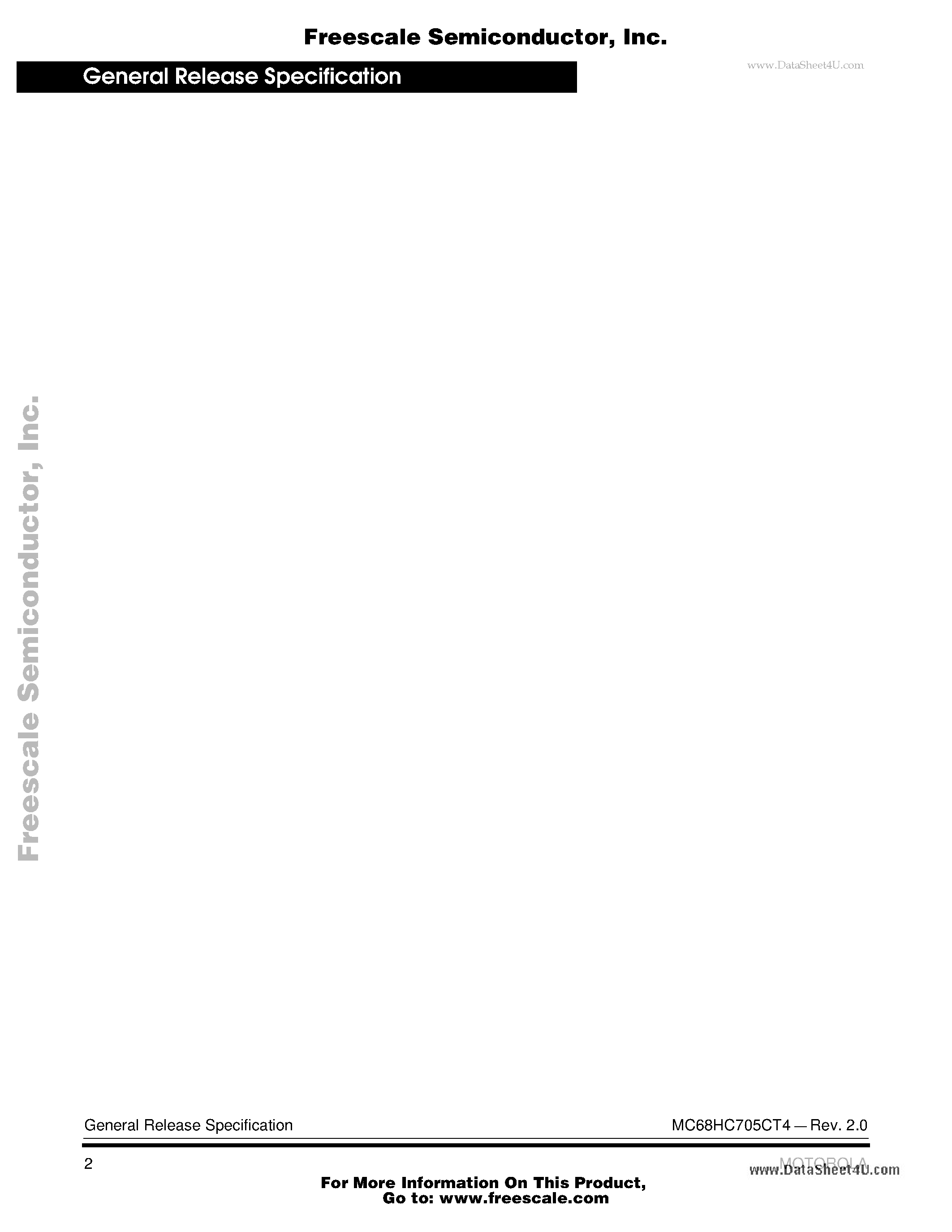 Даташит MC68HC705CT4 - General Release Specification страница 2