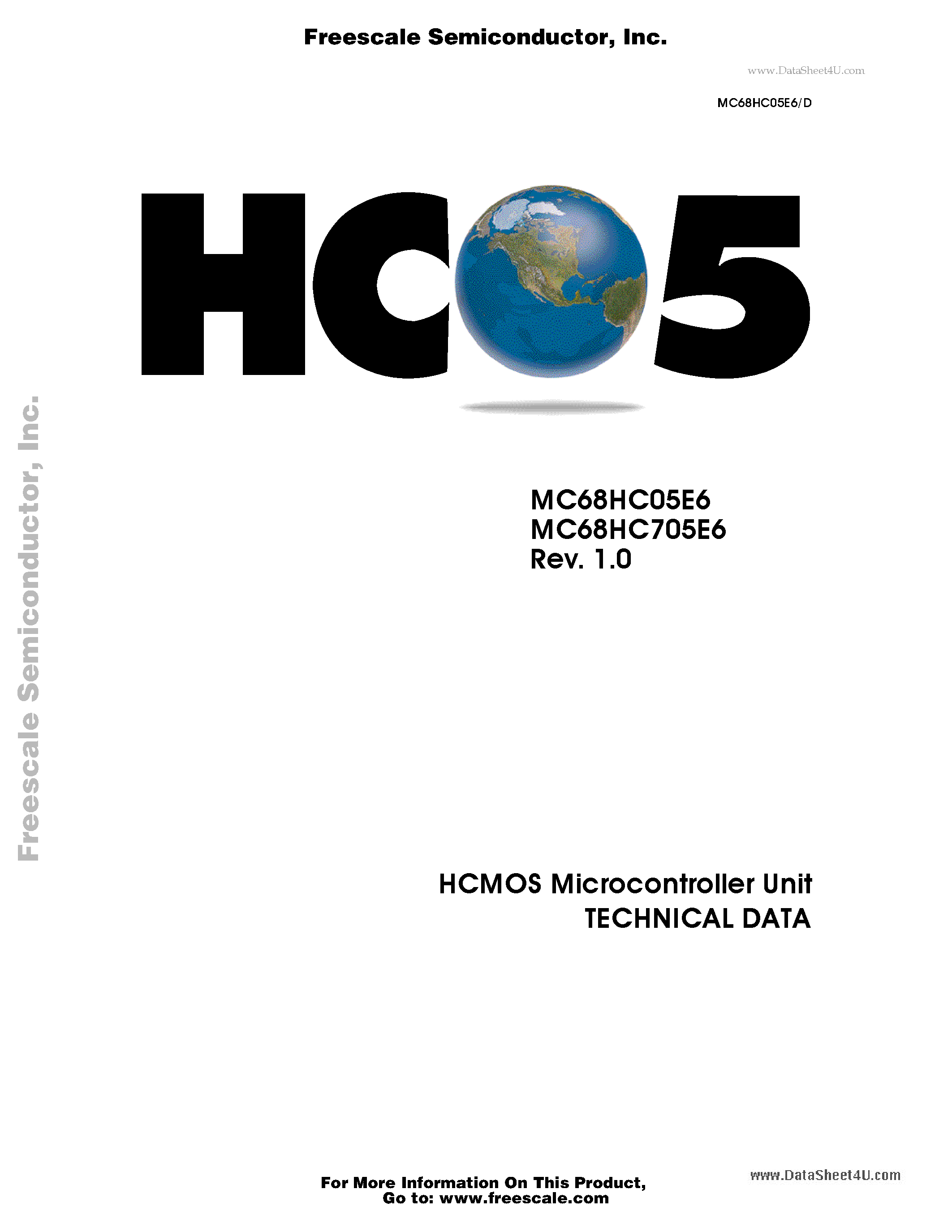 Даташит MC68HC05E6 - HCMOS Microcontroller Unit страница 1
