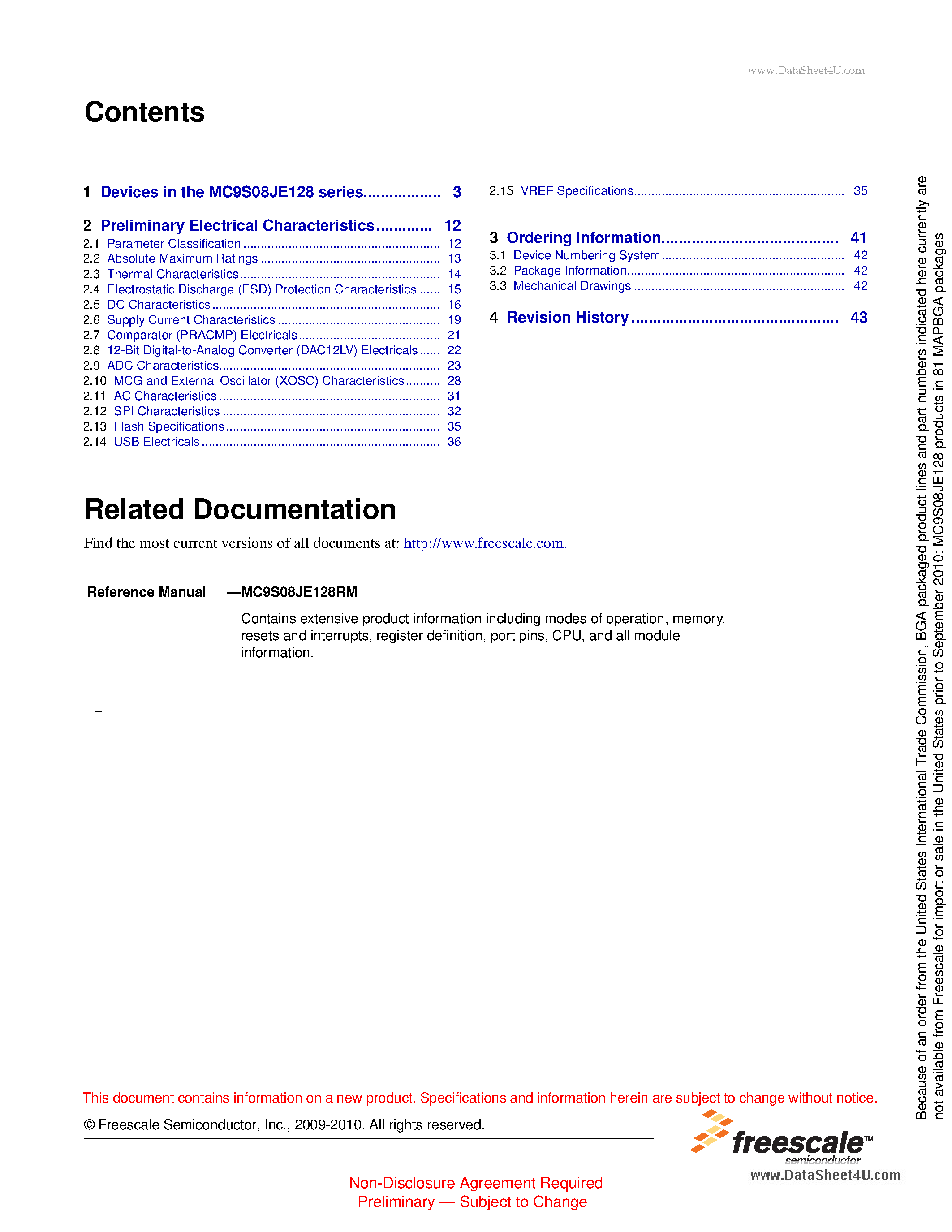 Datasheet MC9S08JE128 - Covers: MC9S08JE128 and MC9S08JE64 page 2