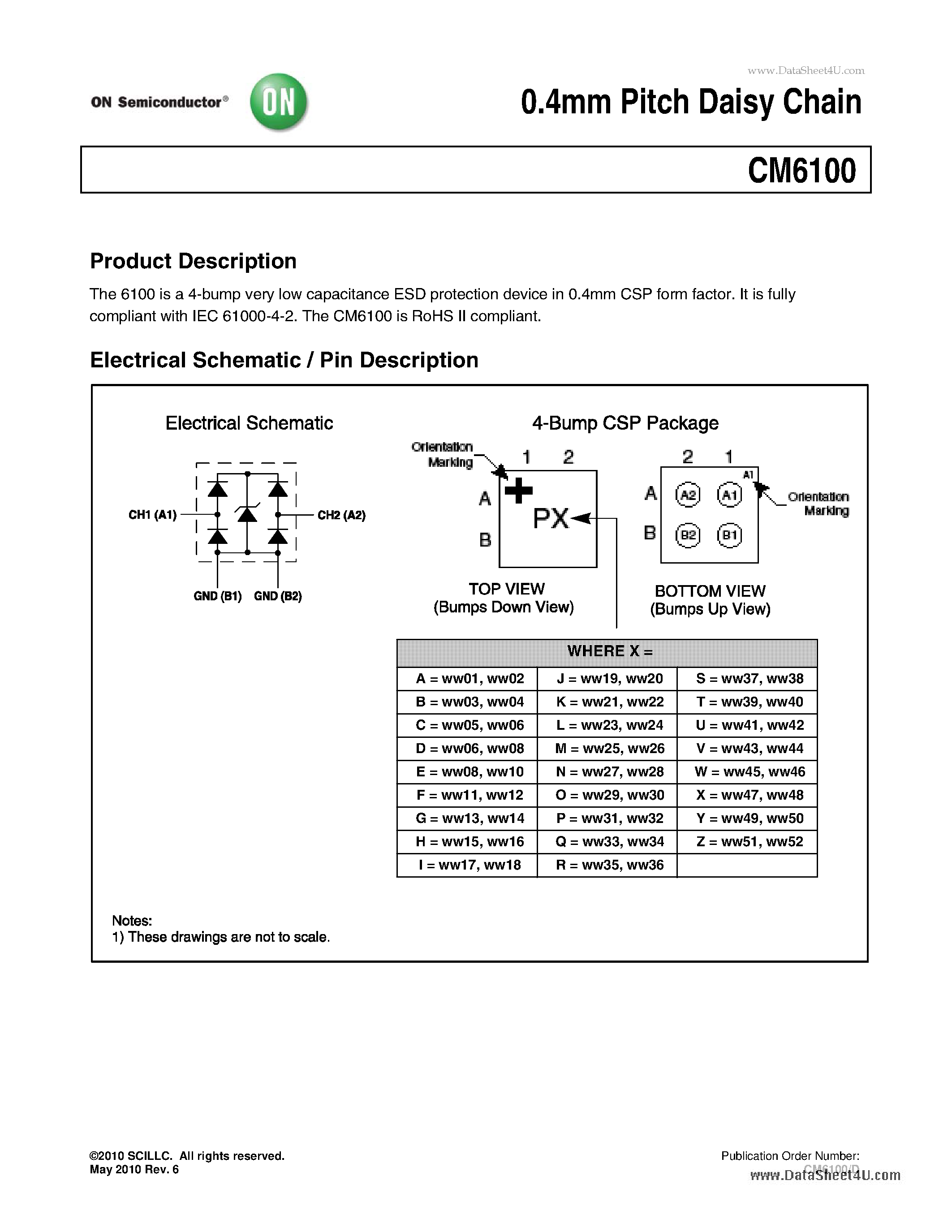 Datasheet CM6100 page 1 Datasheet CM6100 - 0.4mm Pitch Daisy Chain page 1
