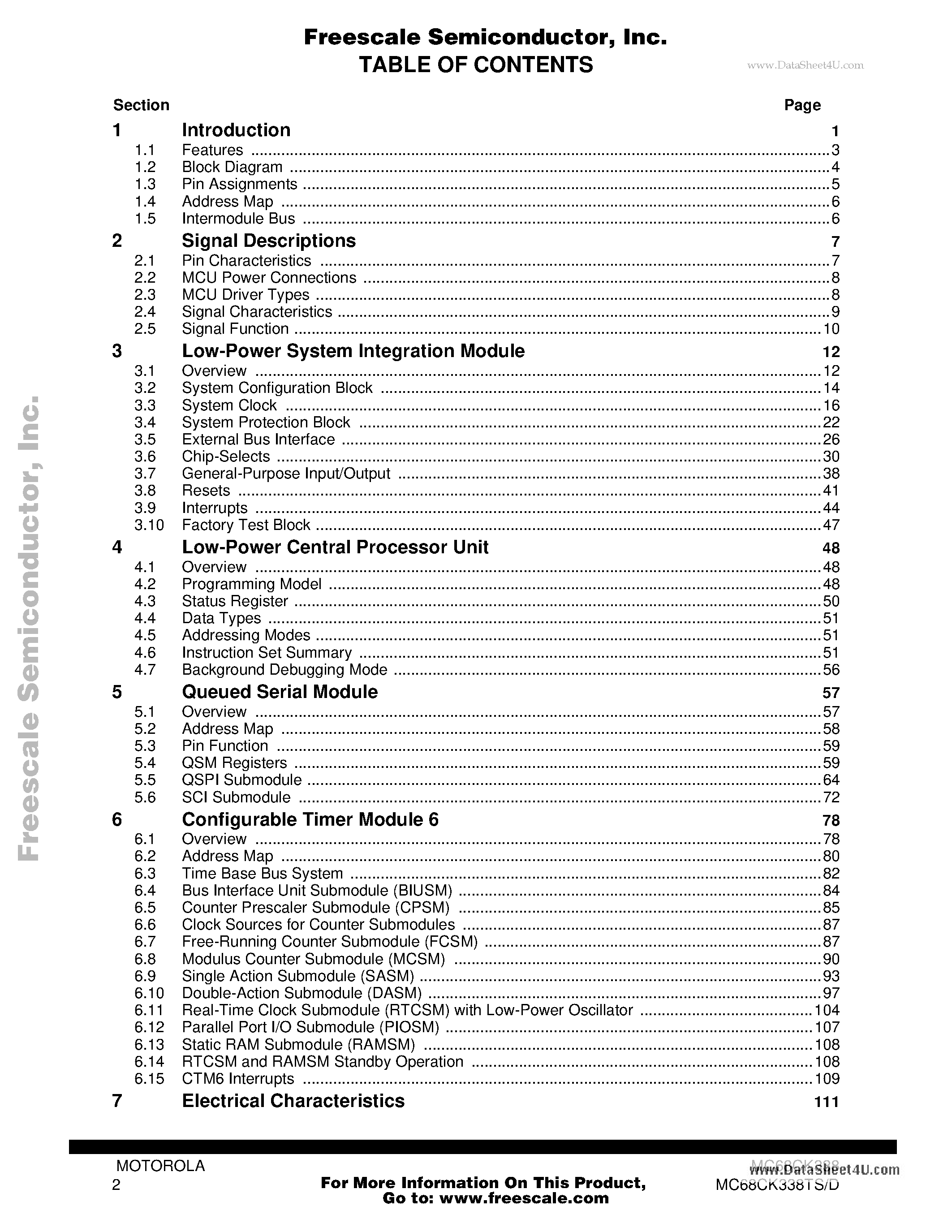 Datasheet MC68CK338 - 32-Bit Modular Microcontroller page 2