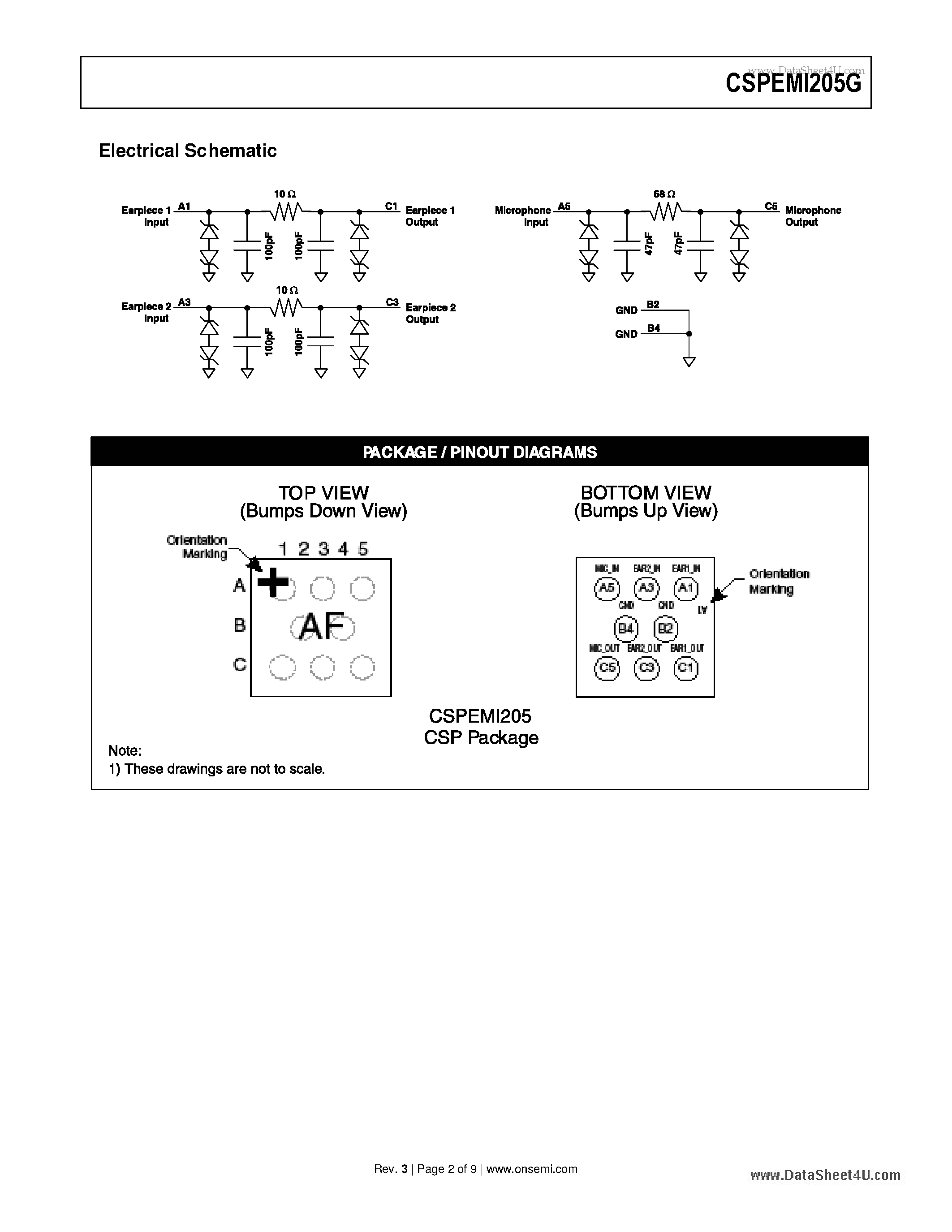 Datasheet CSPEMI205G page 2 Datasheet CSPEMI205G - 3-Channel Headset Microphone EMI Filter page 2