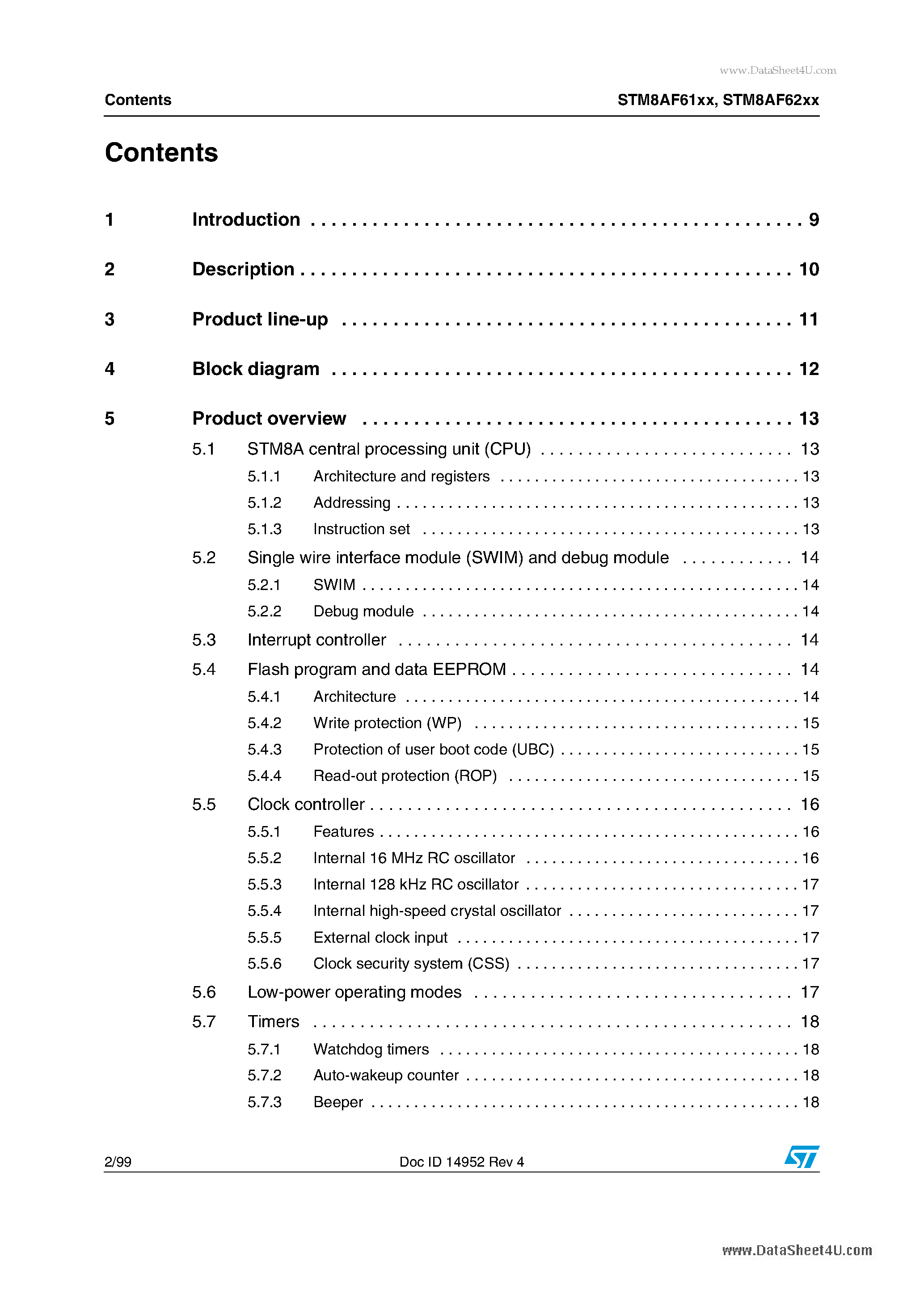 Даташит STM8AF612x - Automotive 8-bit MCU страница 2