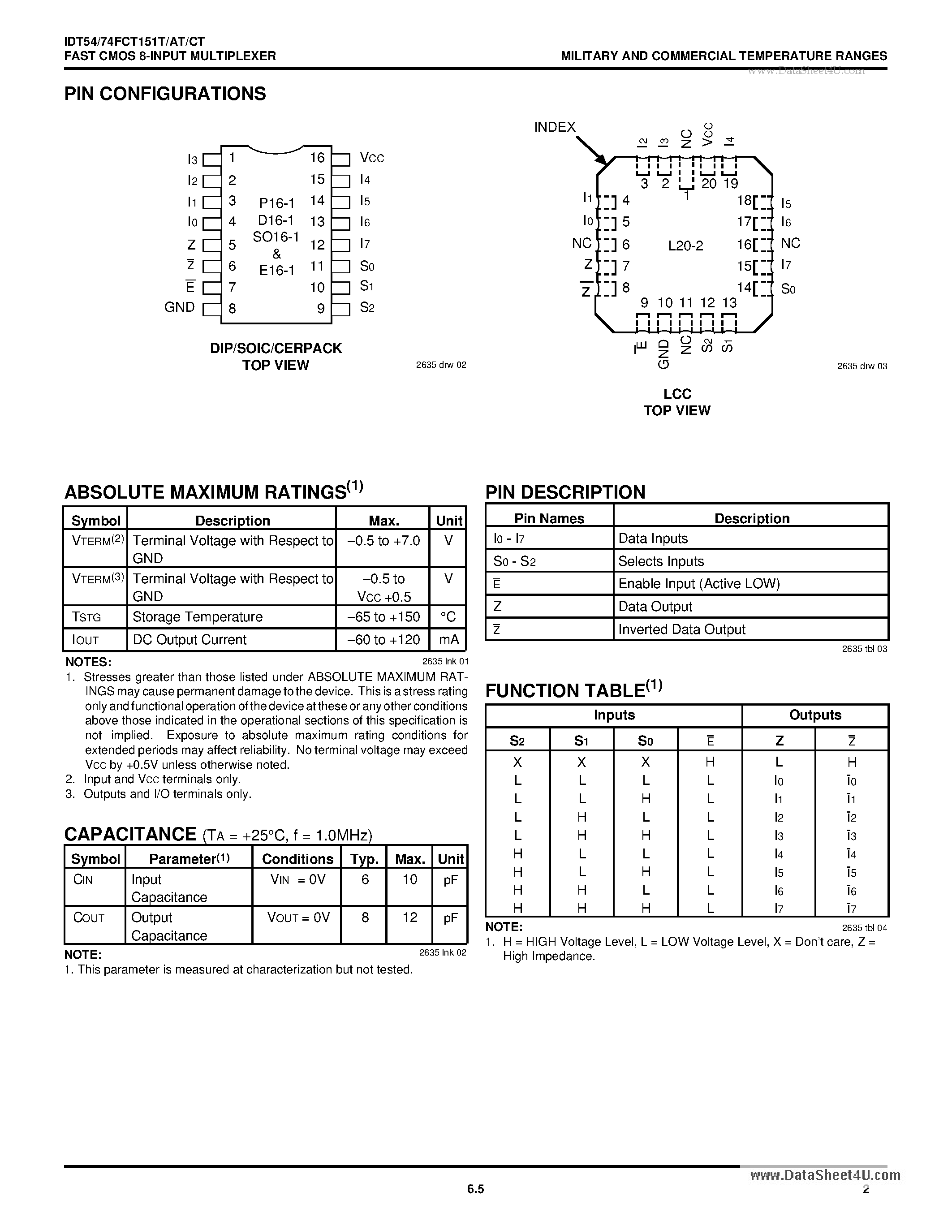 Даташит на микросхему 74FCT151AT страница 2 Даташит 74FCT151AT - Search -----> IDT74FCT151AT страница 2
