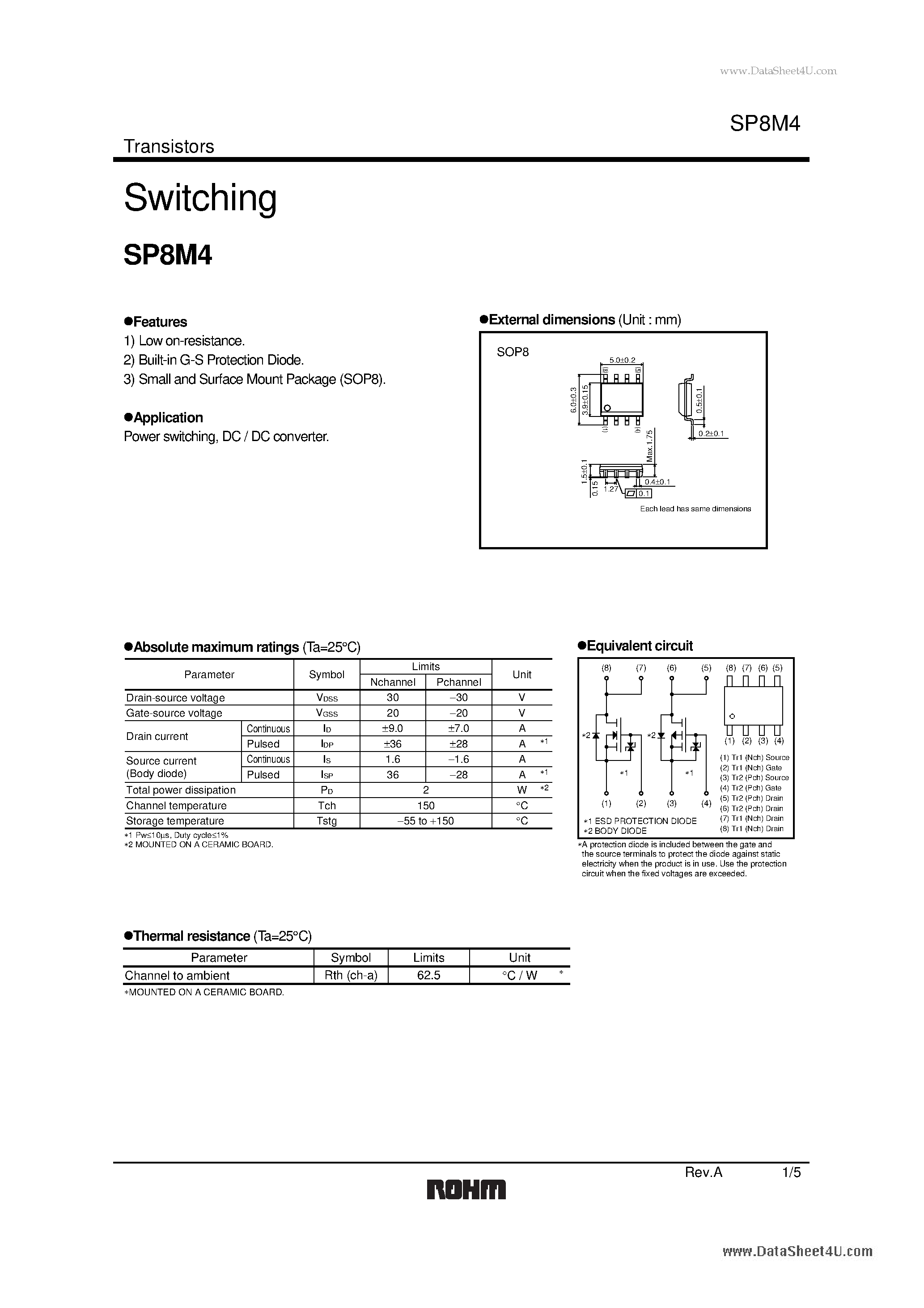 Datasheet SP8M4 page 1 Datasheet SP8M4 - Switching page 1