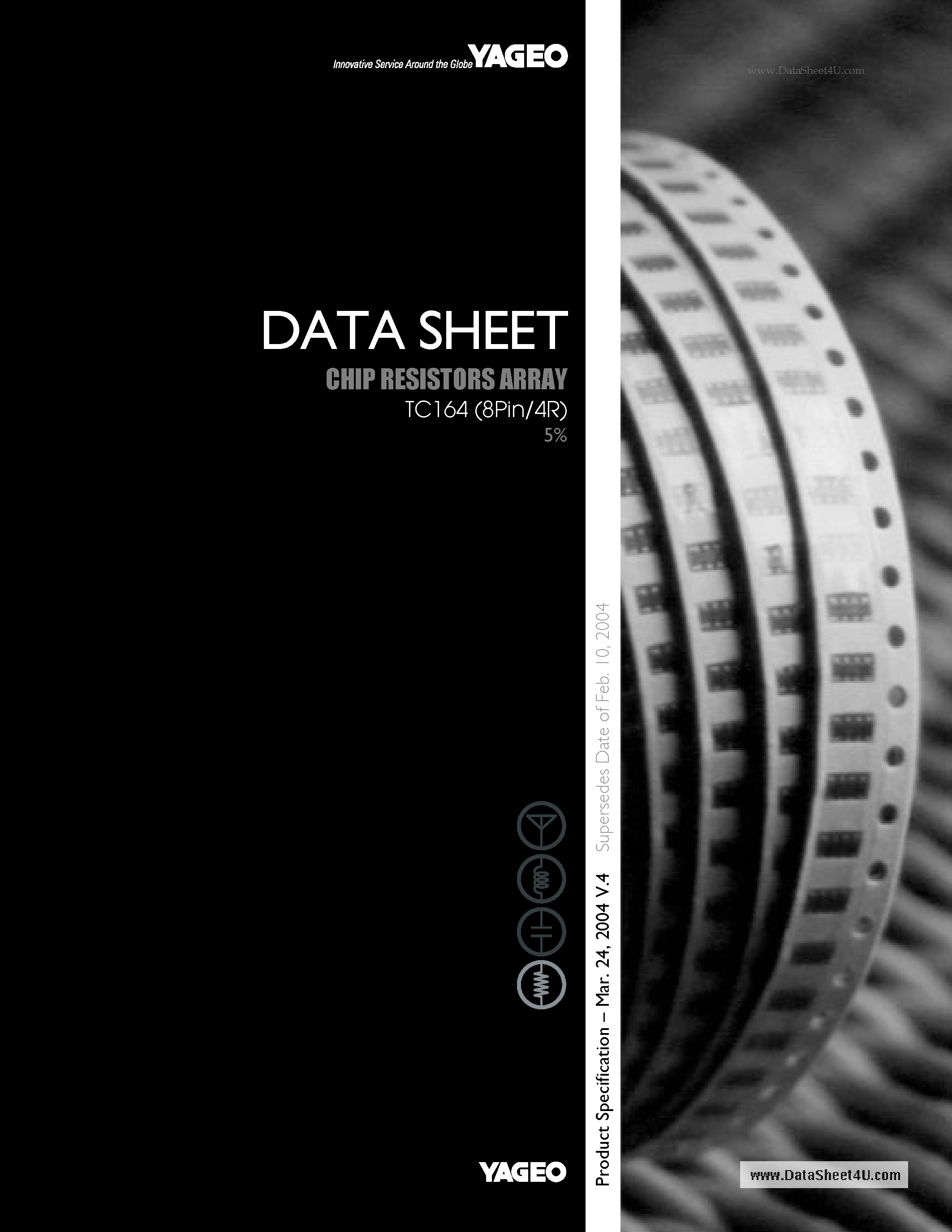 Datasheet TC164-JR page 1 Datasheet TC164-JR - CHIP RESISTORS ARRAY page 1