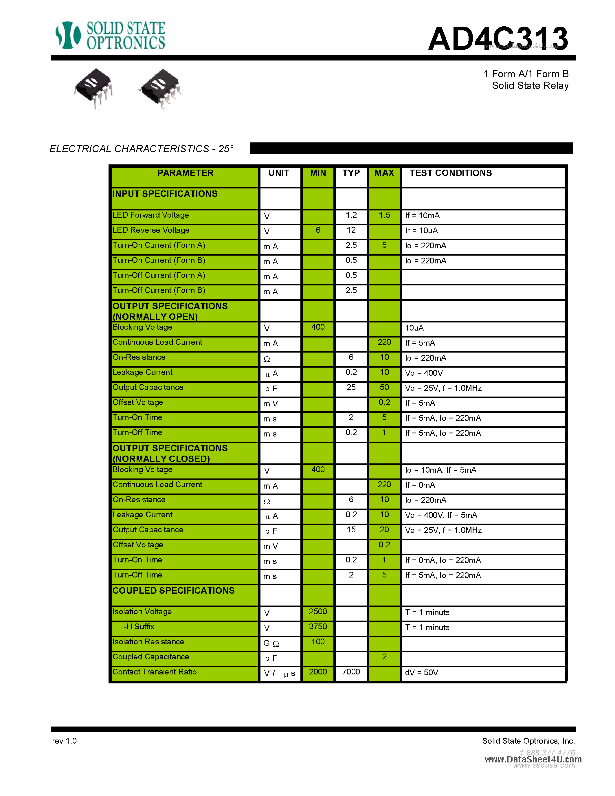 Datasheet AD4C313 - Solid State Relay page 2