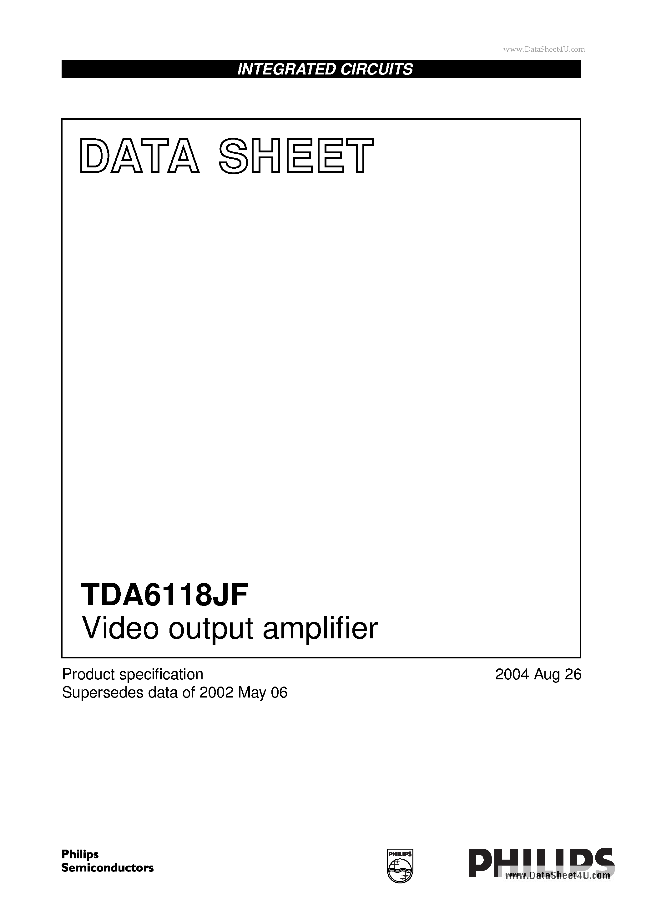 Даташит TDA6118JF - Video output amplifier страница 1