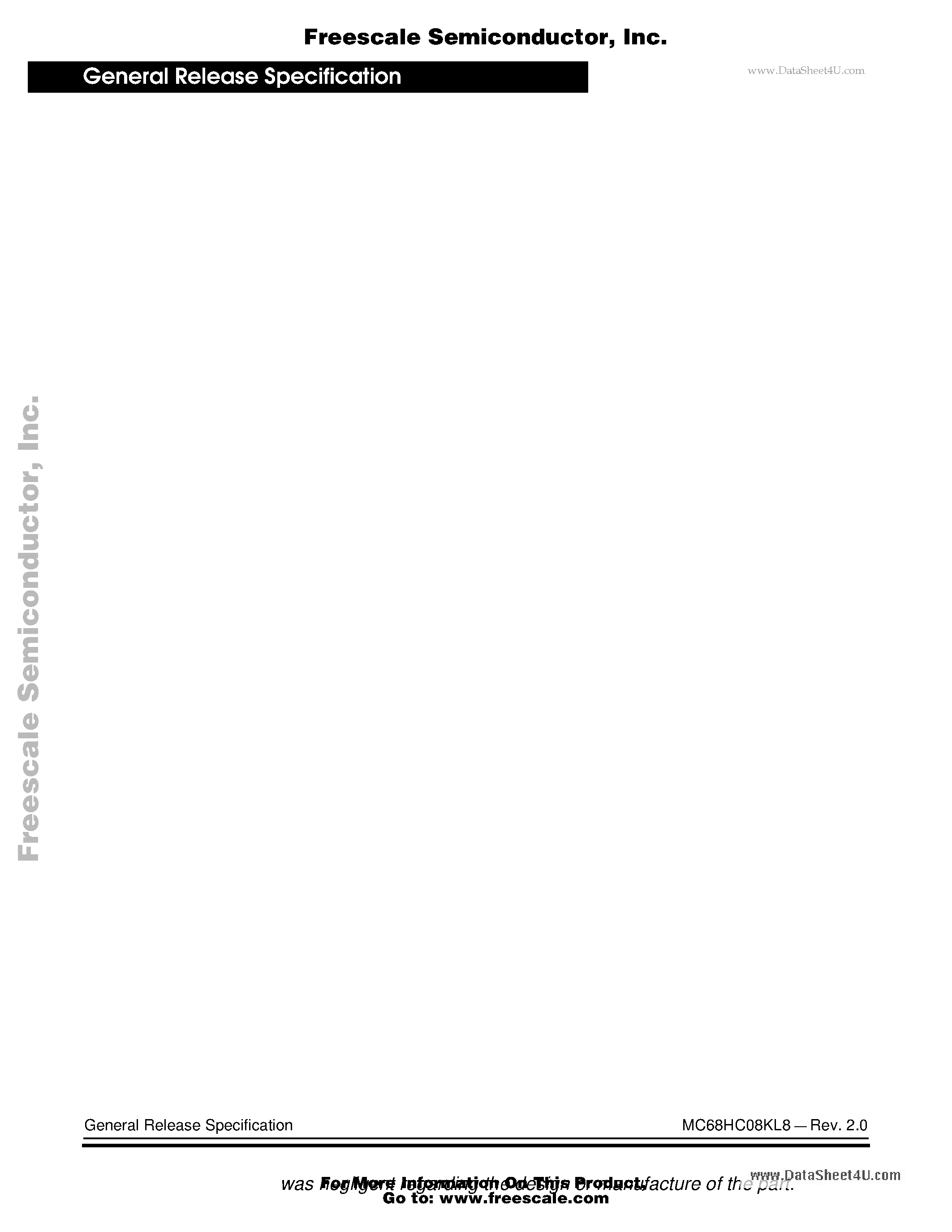 Даташит на микросхему MC68HC08KL8 страница 2 Даташит MC68HC08KL8 - General Release Specification страница 2