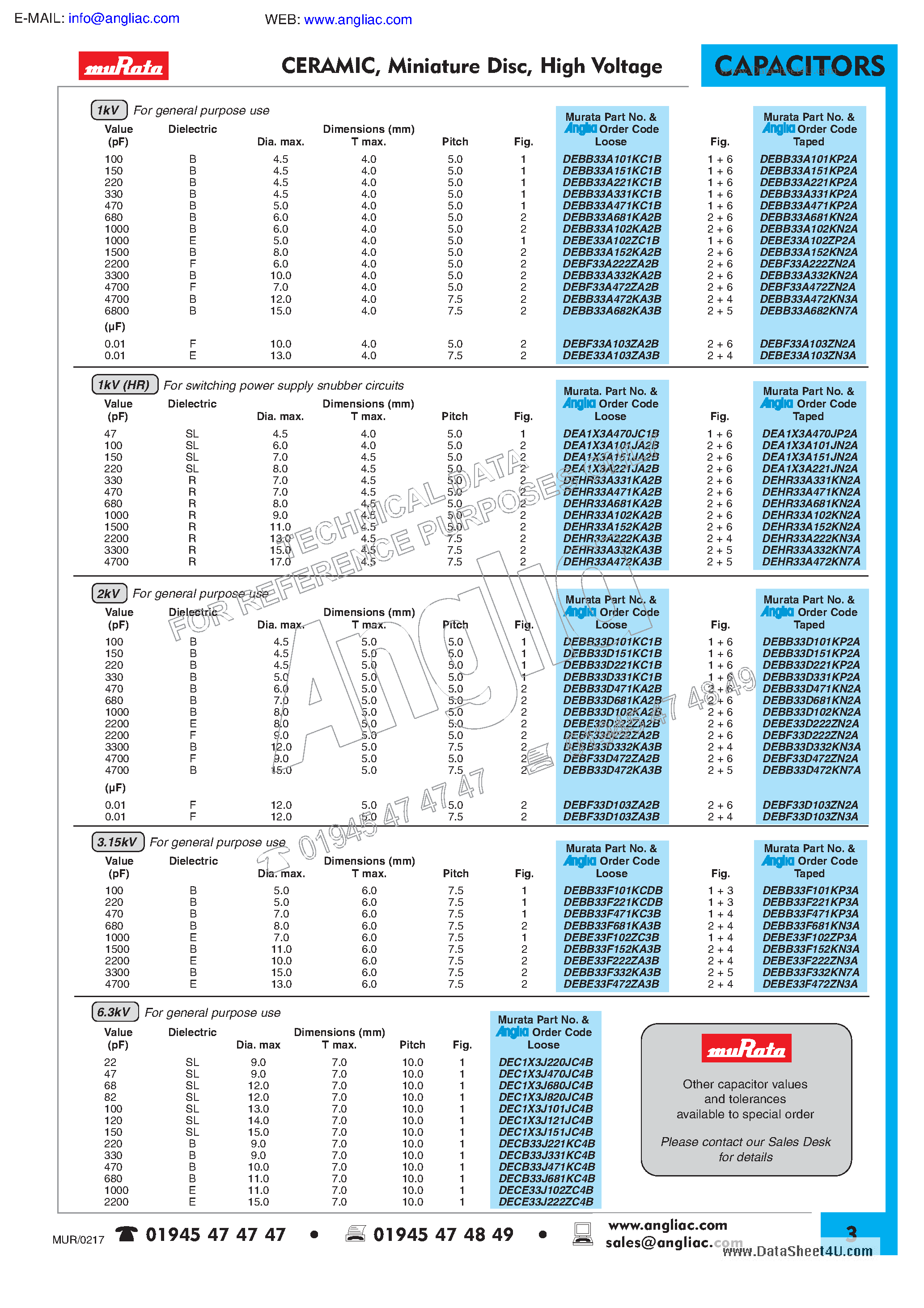 Datasheet DEBB33Axxxxxxx page 2 Datasheet DEBB33Axxxxxxx - CAPACITORS page 2