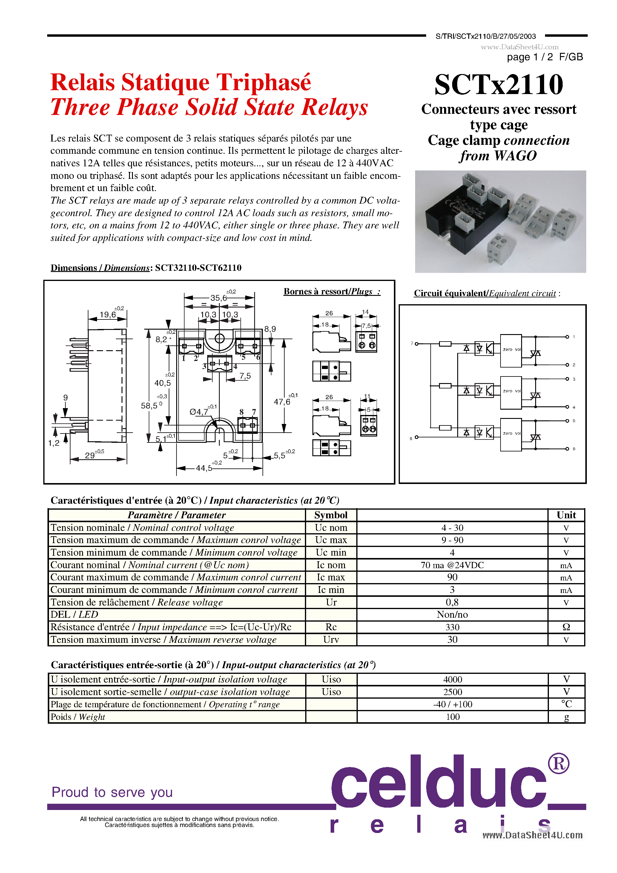 Даташит SCTX2110 - Three Phase Solid State Relays страница 1