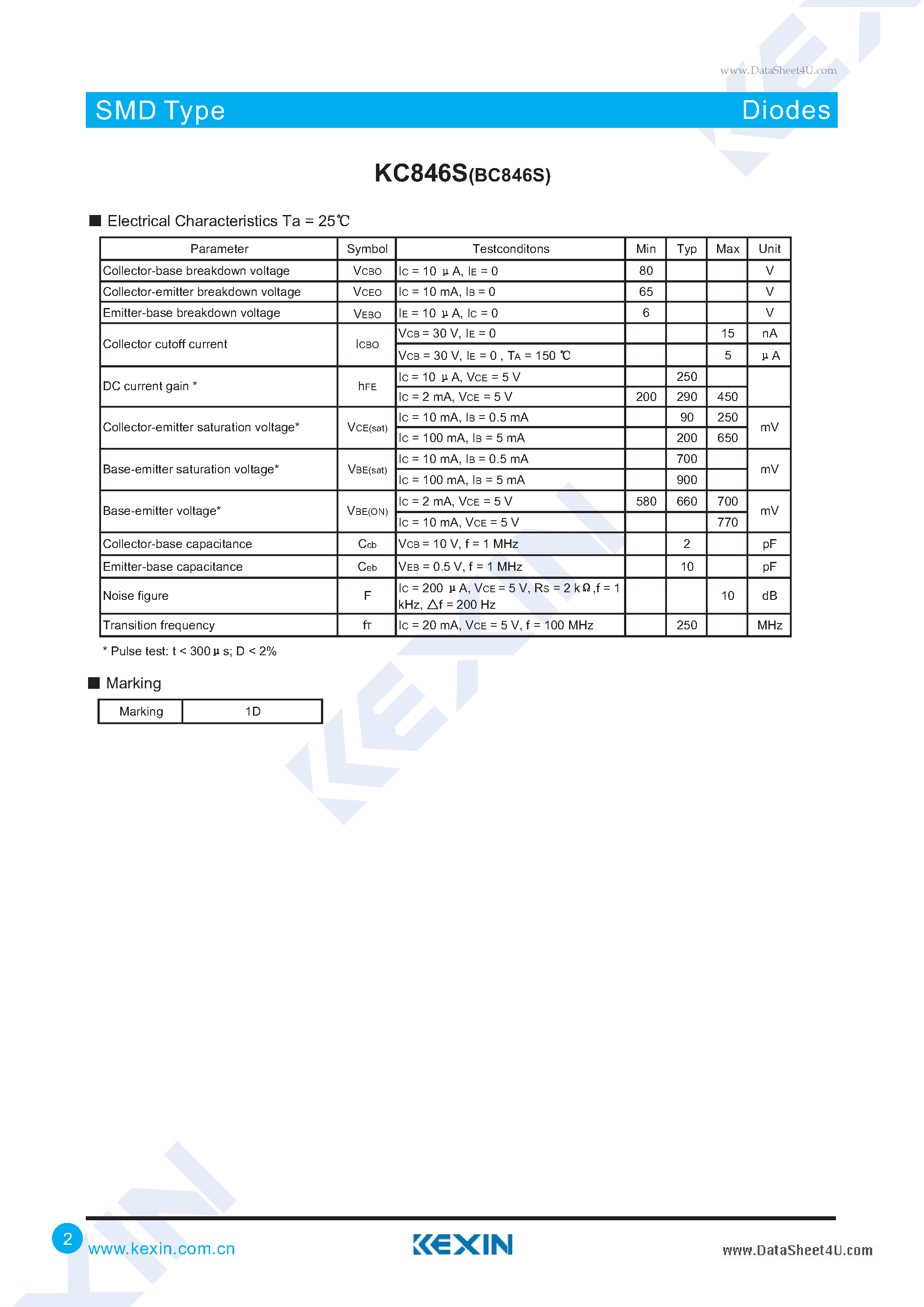 Даташит BC846S - NPN Silicon AF Transistors Array страница 2
