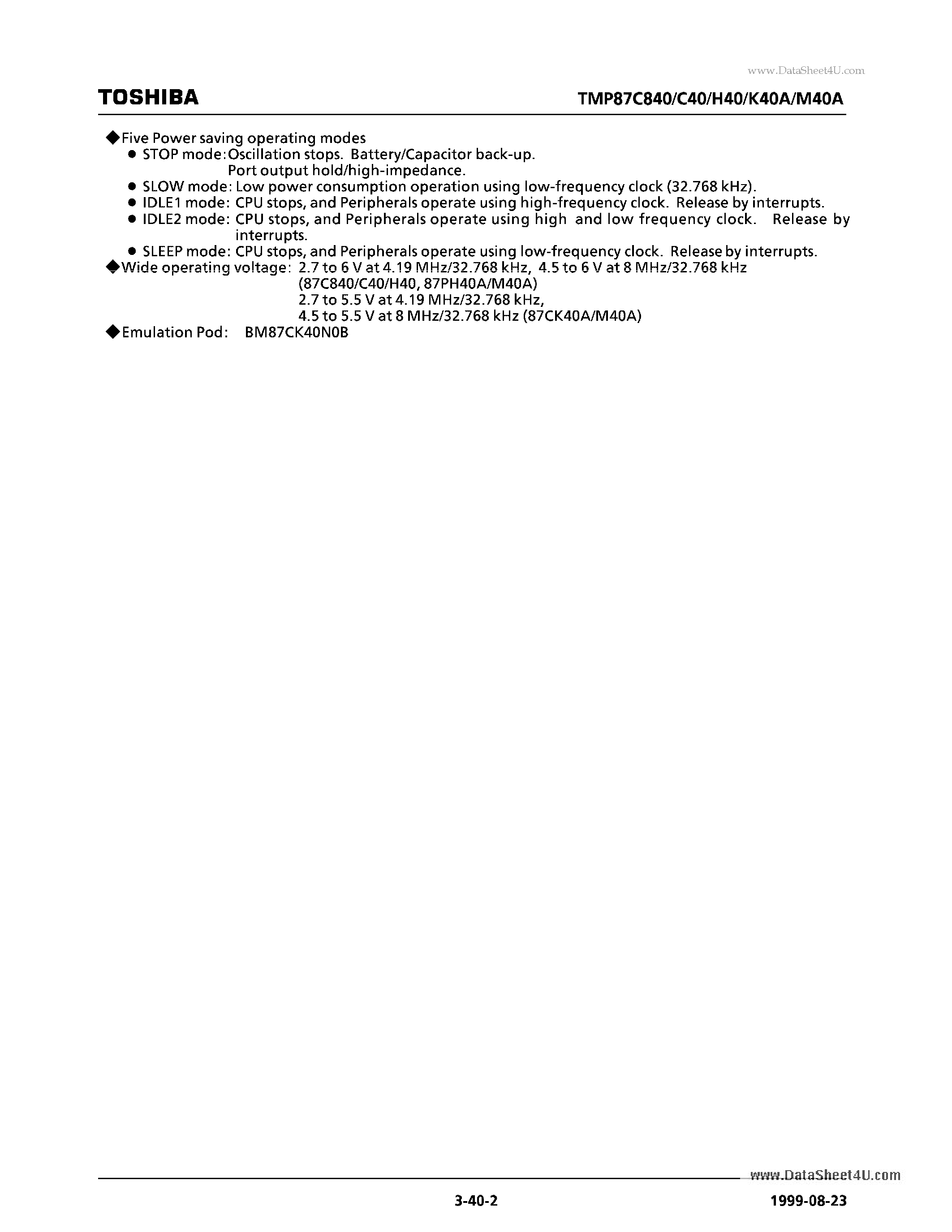 Datasheet 87CM40AN - Search -----> TMP87CM40AN page 2