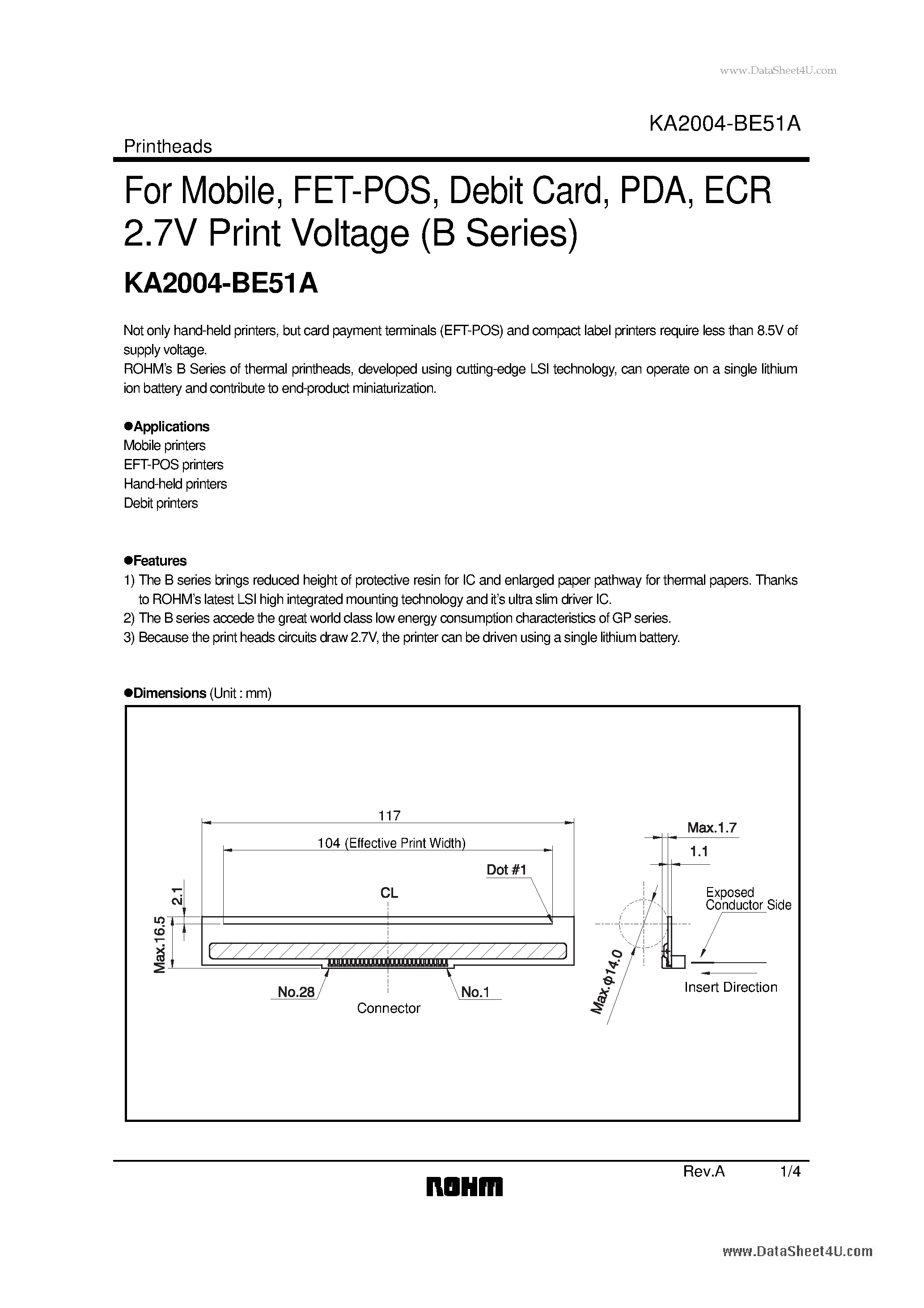 Datasheet KA2004-BE51A - ECR 2.7V Print Voltage page 1