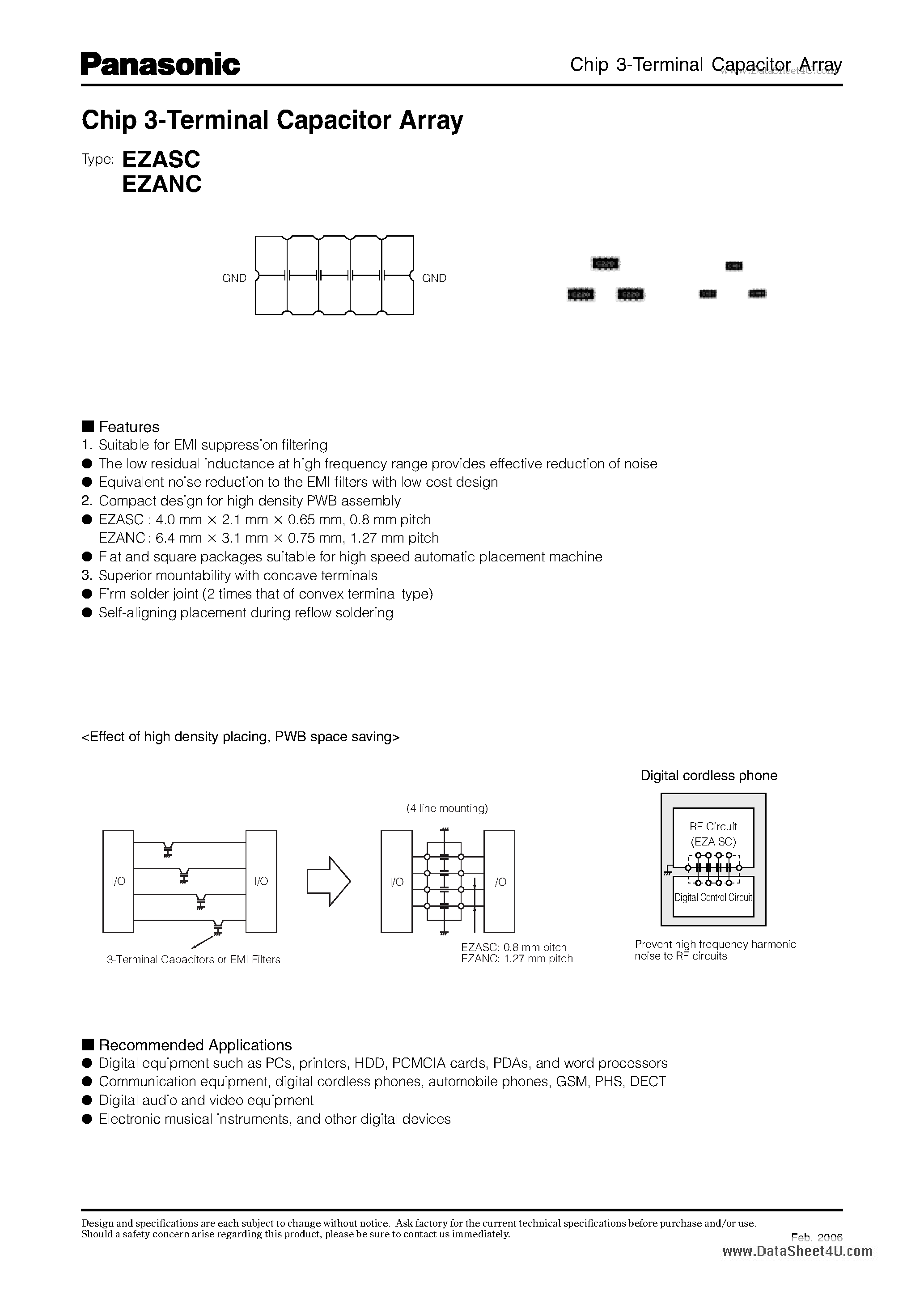Datasheet EZANC page 1 Datasheet EZANC - Chip 3-Terminal Capacitor Array page 1