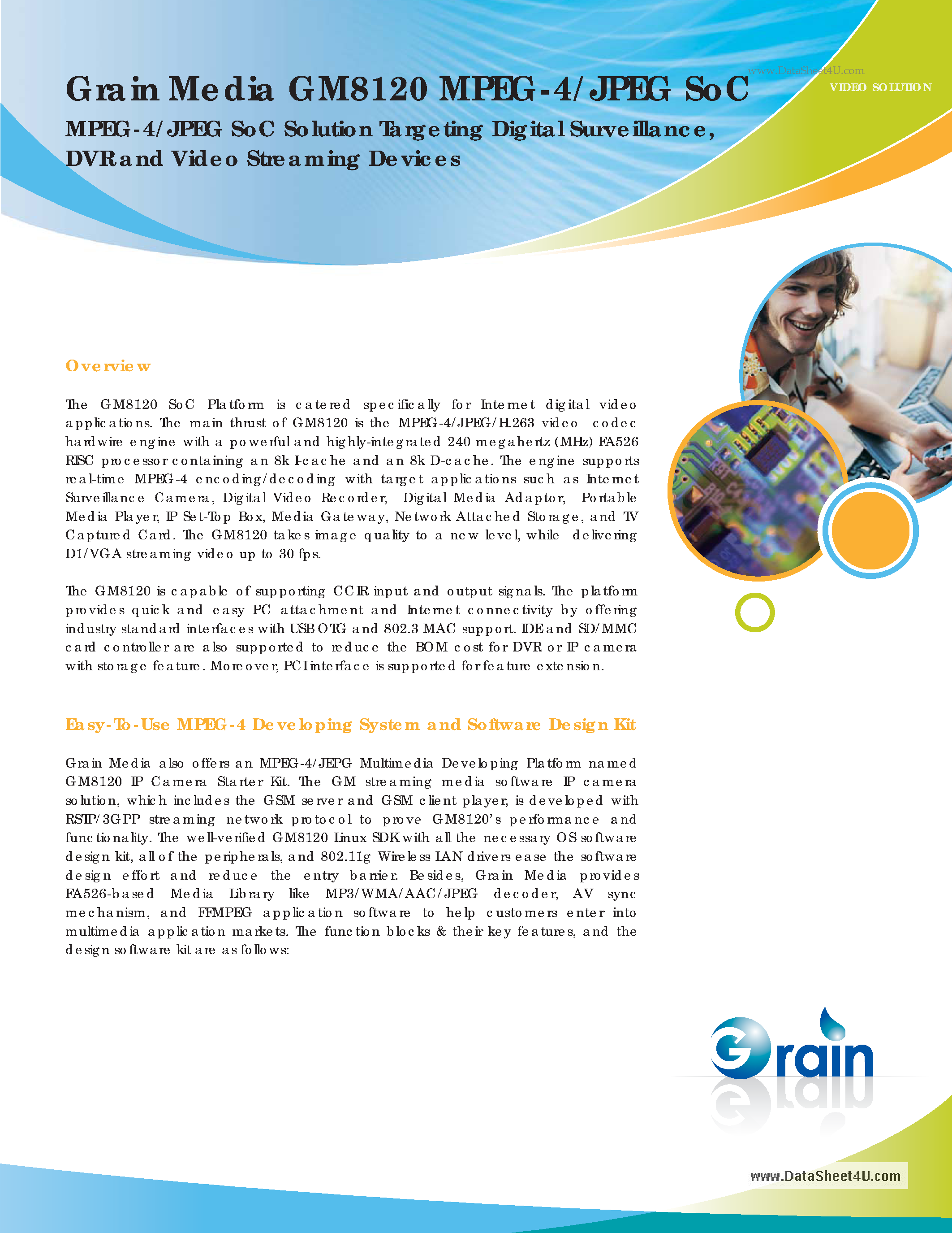 Даташит GM8120 - MPEG-4/JPEG SoC страница 1