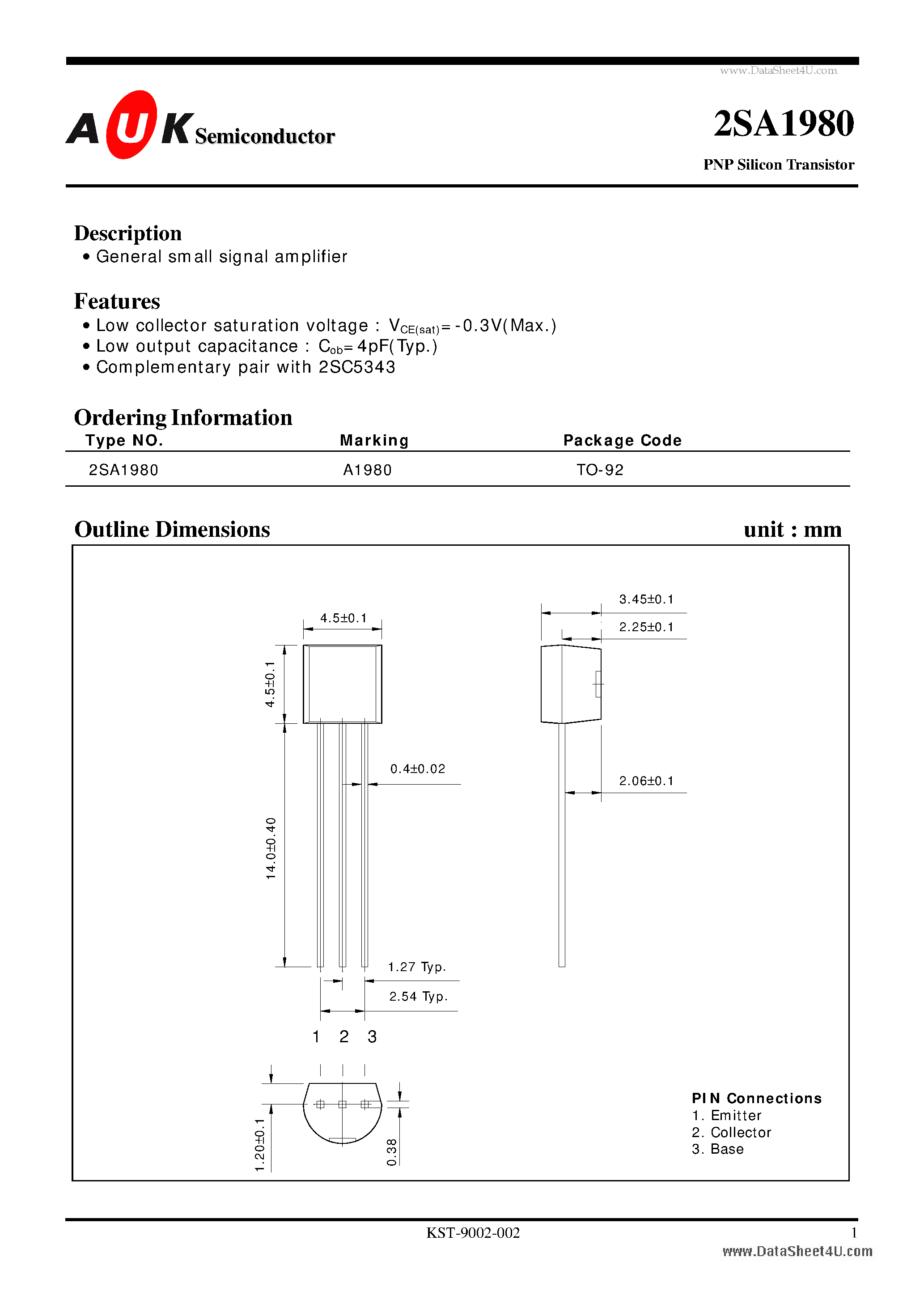 Datasheet A1980 - Search -----> 2SA1980 page 1