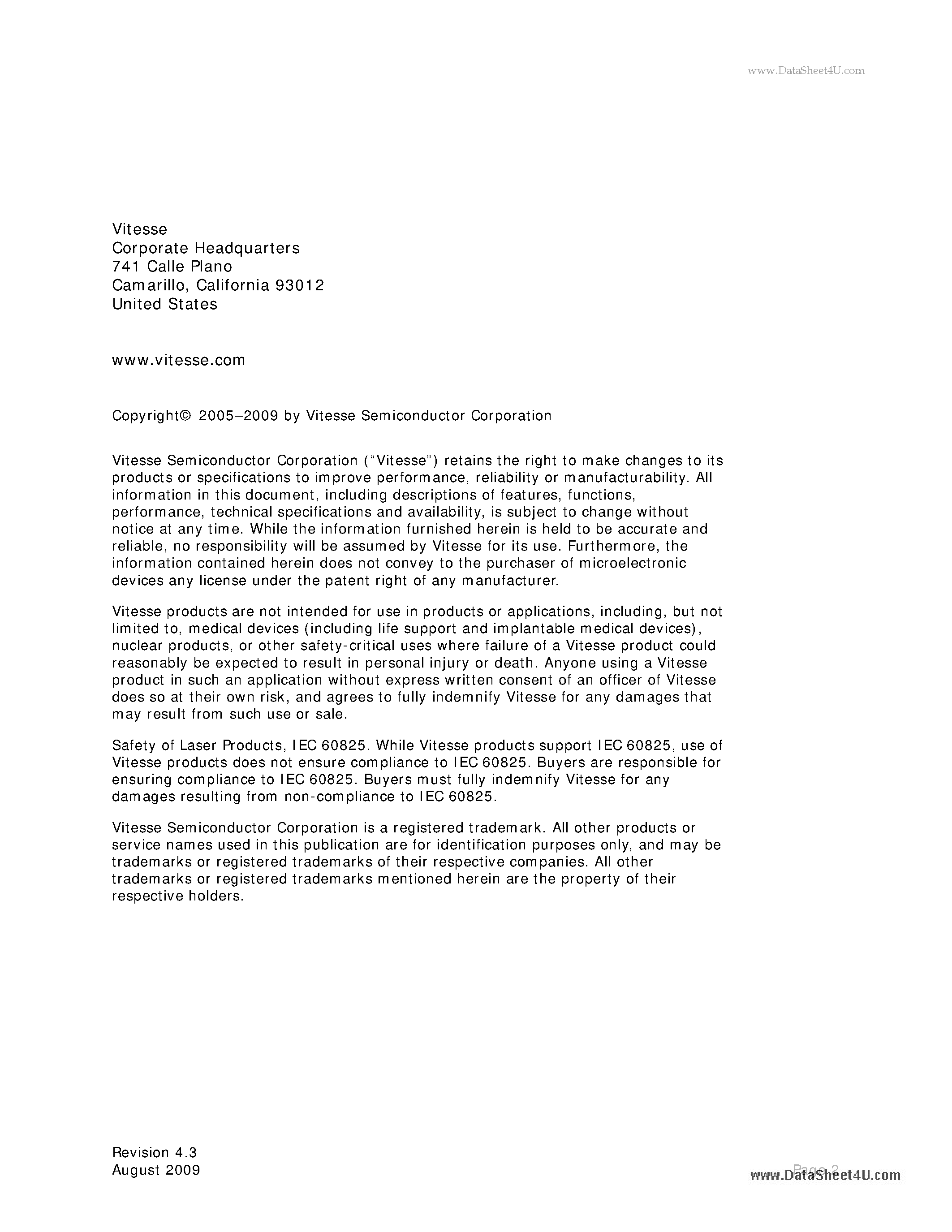 Datasheet VSC8641 - 10/ 100/ 1000Base-T PHY page 2