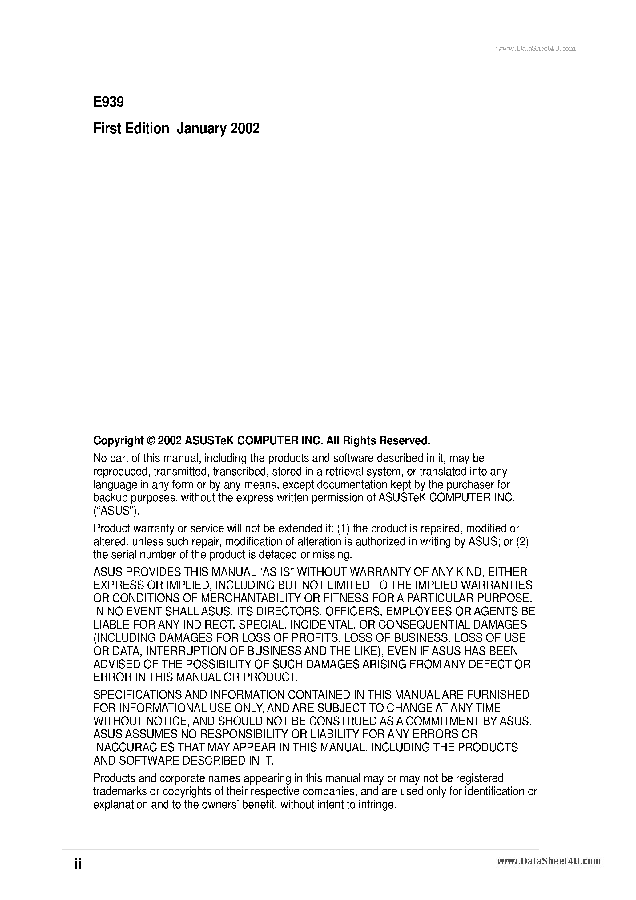 Даташит на микросхему P4B266-E страница 2 Даташит P4B266-E - User Guide страница 2