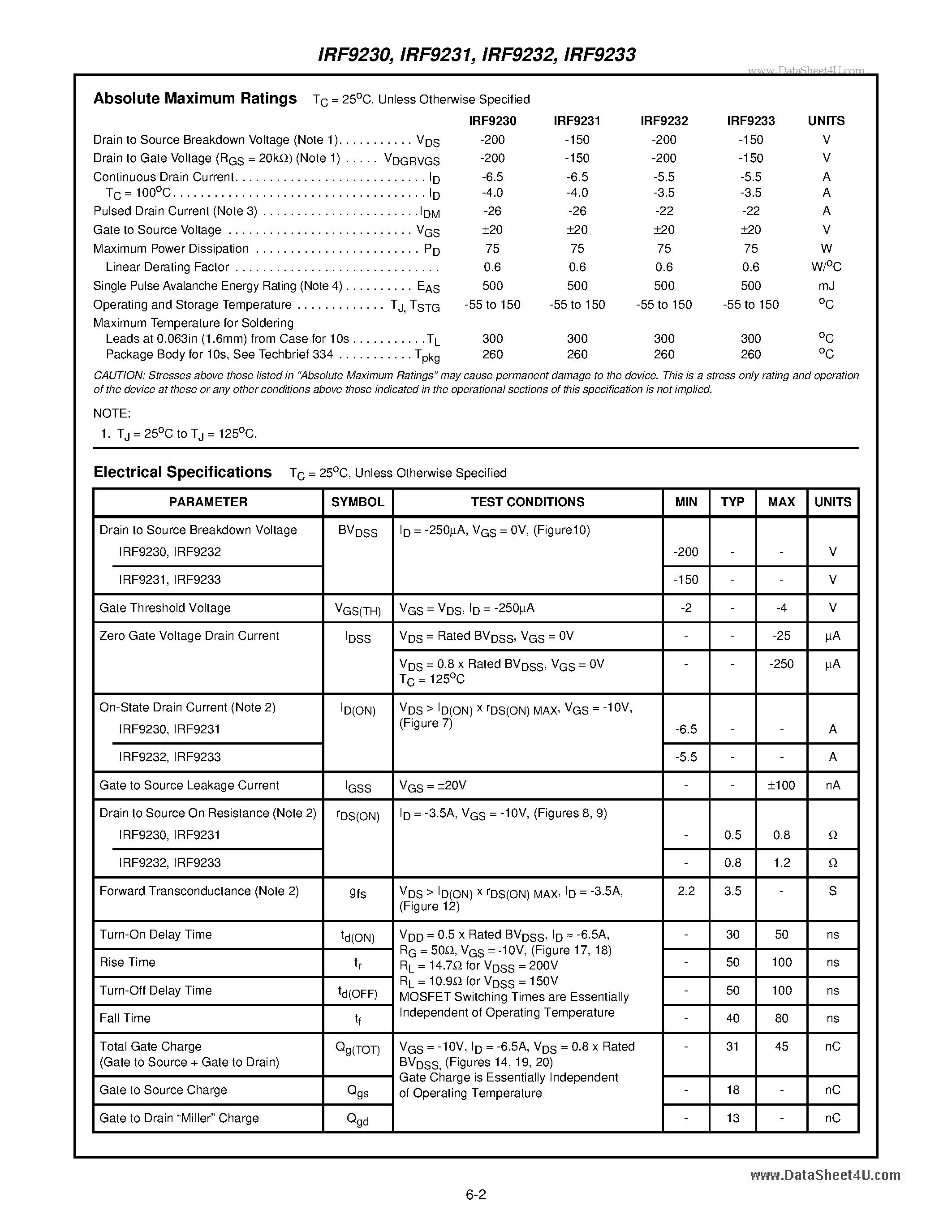 Datasheet F9232 page 2 Datasheet F9232 - Search -----> IRF9232 page 2
