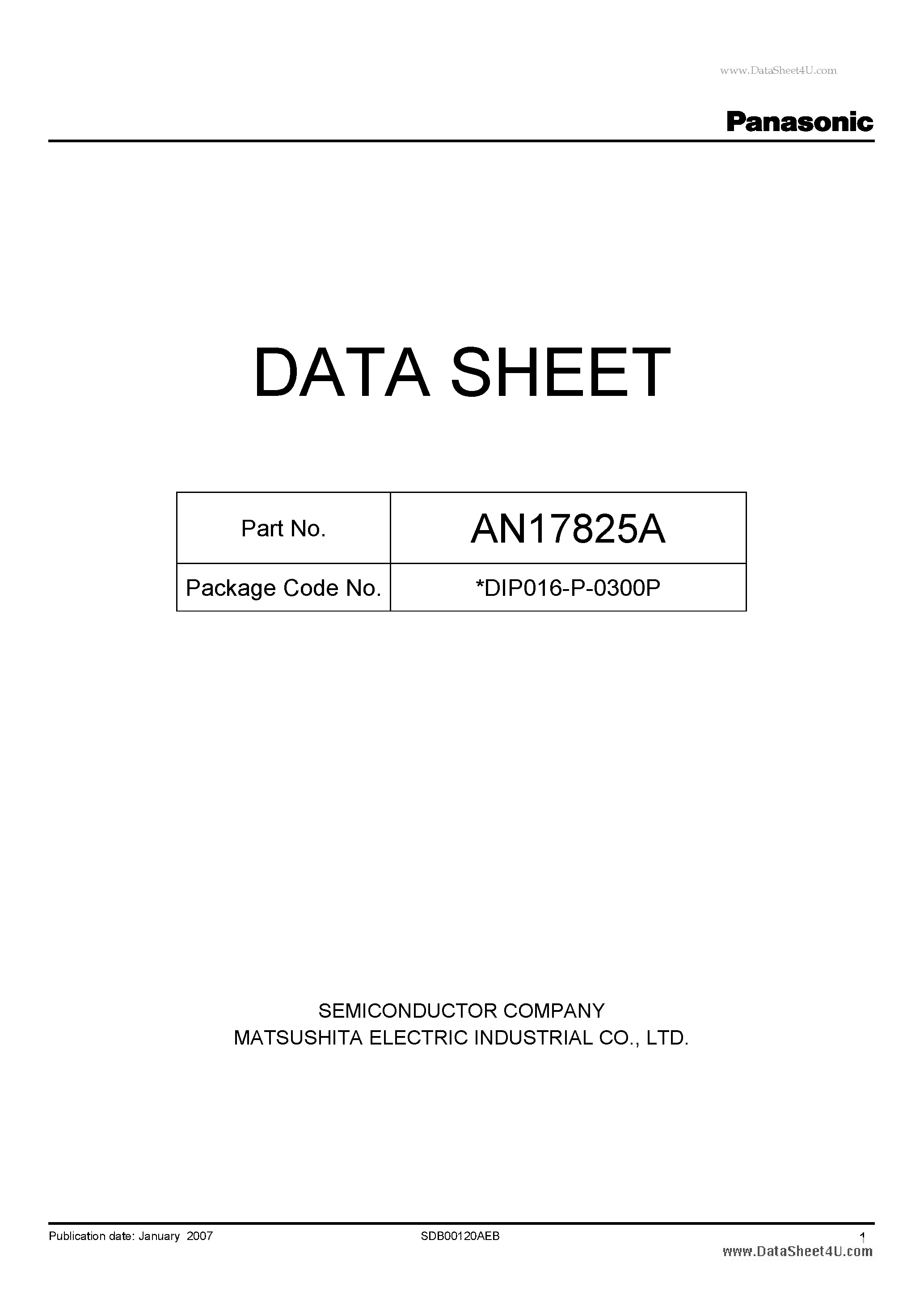 Даташит на микросхему AN17825A страница 1 Даташит AN17825A - A dual channel OTL audio power amplifier IC страница 1