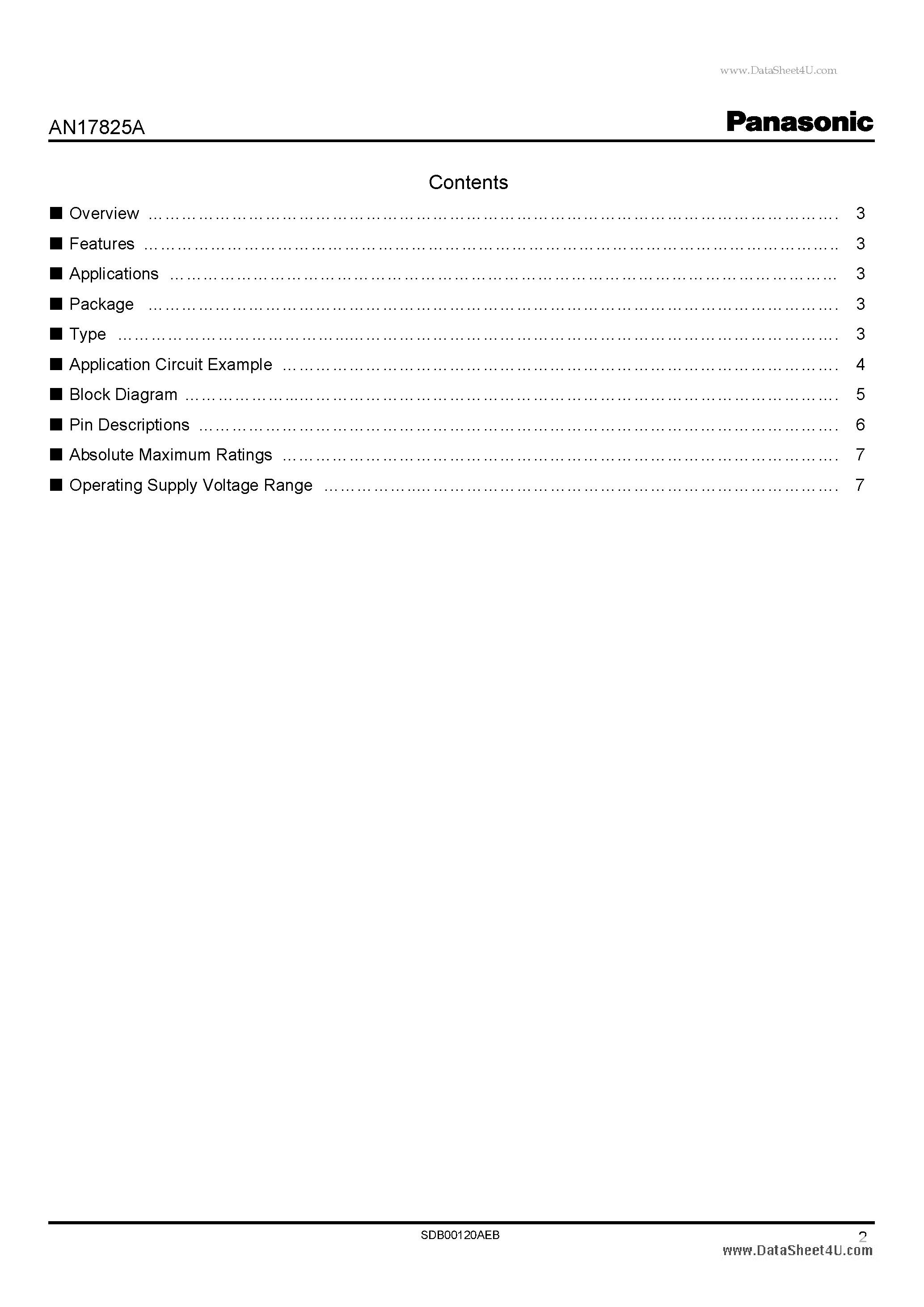 Даташит на микросхему AN17825A страница 2 Даташит AN17825A - A dual channel OTL audio power amplifier IC страница 2