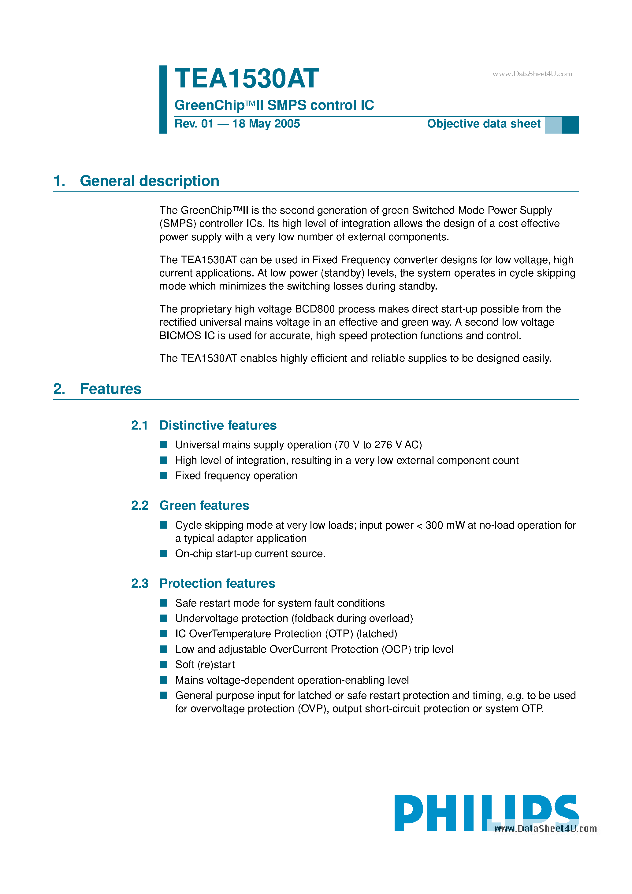 Datasheet EA1530AT page 1 Datasheet EA1530AT - Search -----> TEA1530AT page 1