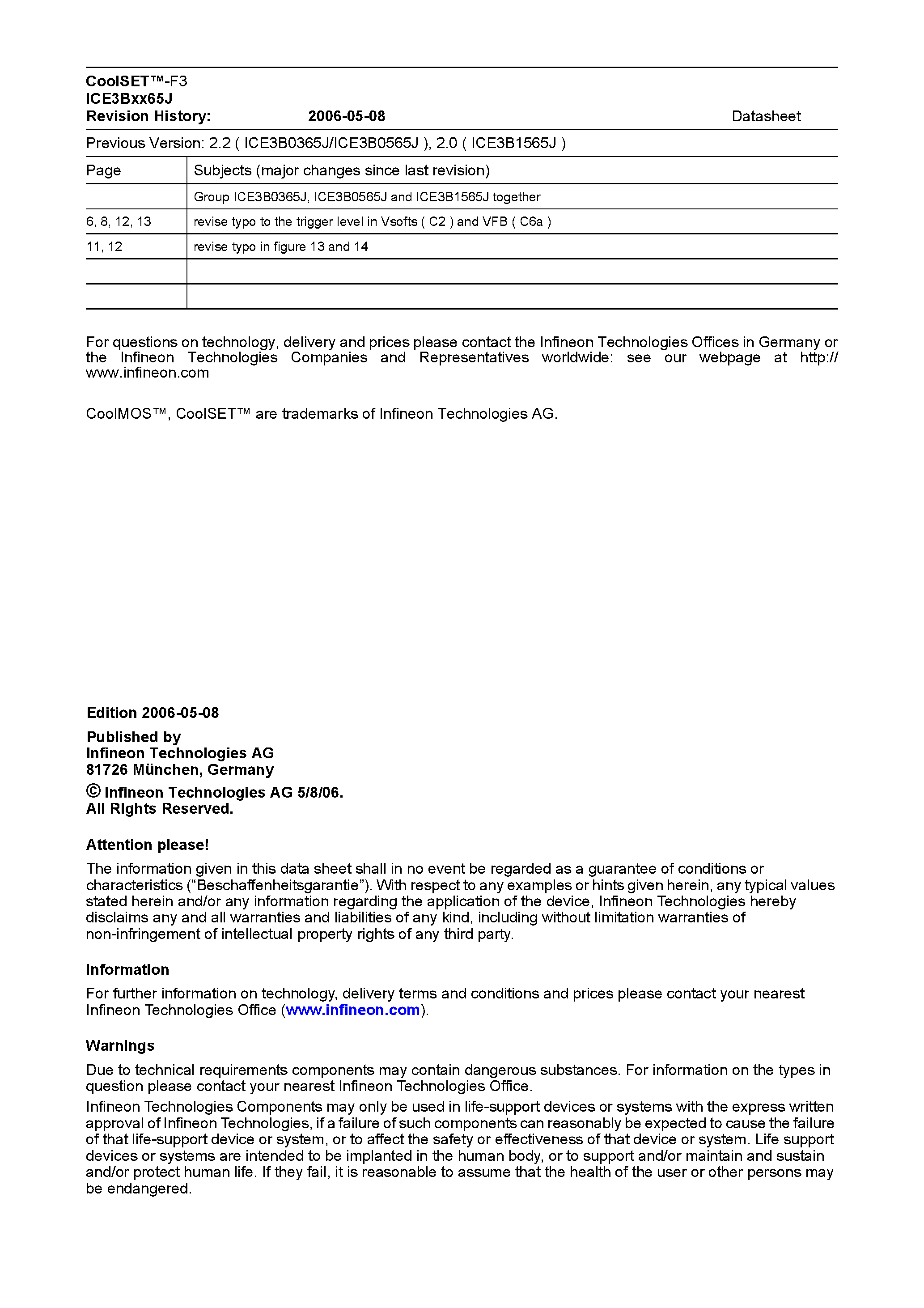 Datasheet ICE3B0365J - (ICE3Bxx65J) Off-Line SMPS Current Mode Controller page 2