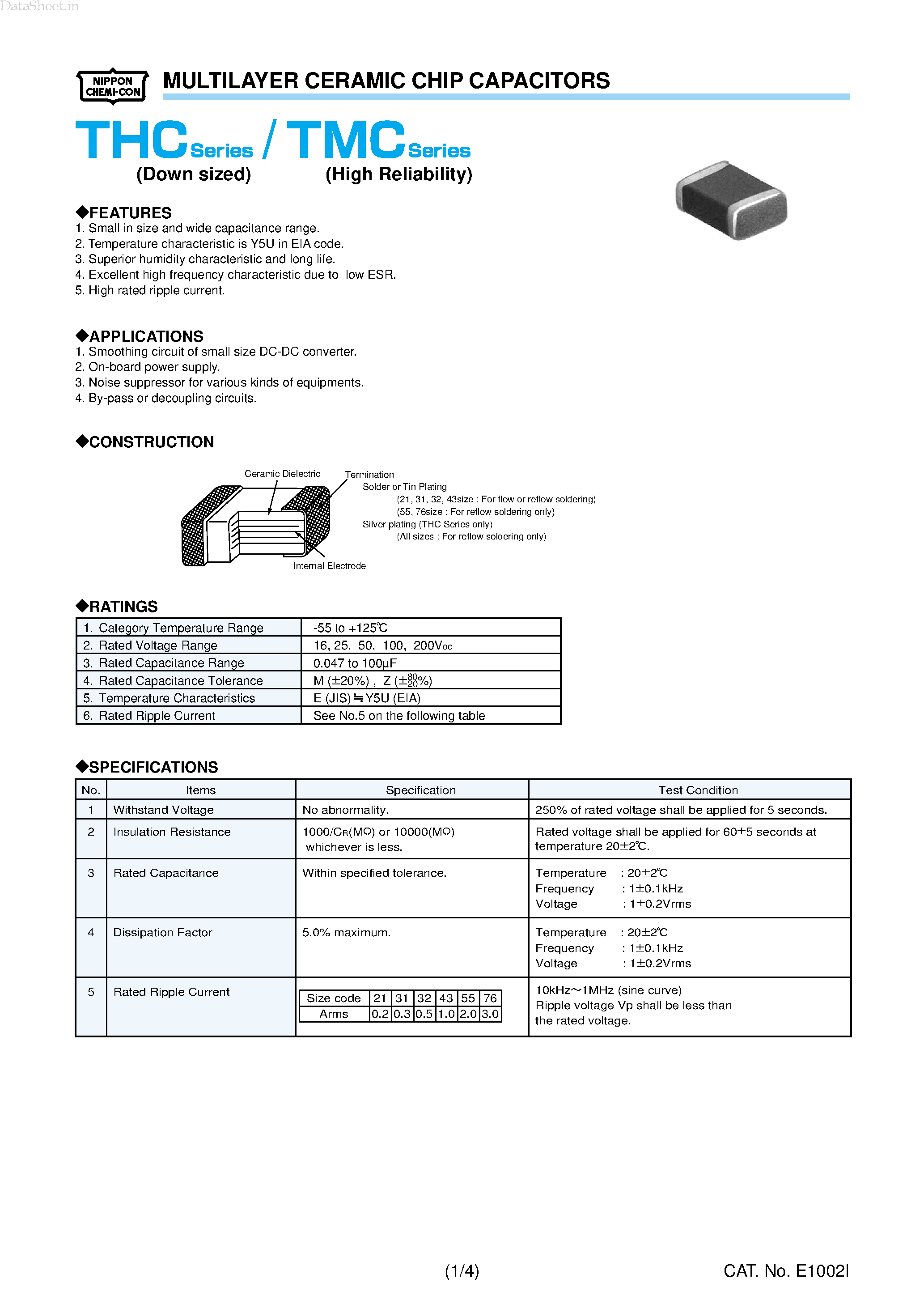 Datasheet KHC101ExxxMxxN0Txx - MULTILAYER CERAMIC CHIP CAPACITORS page 1