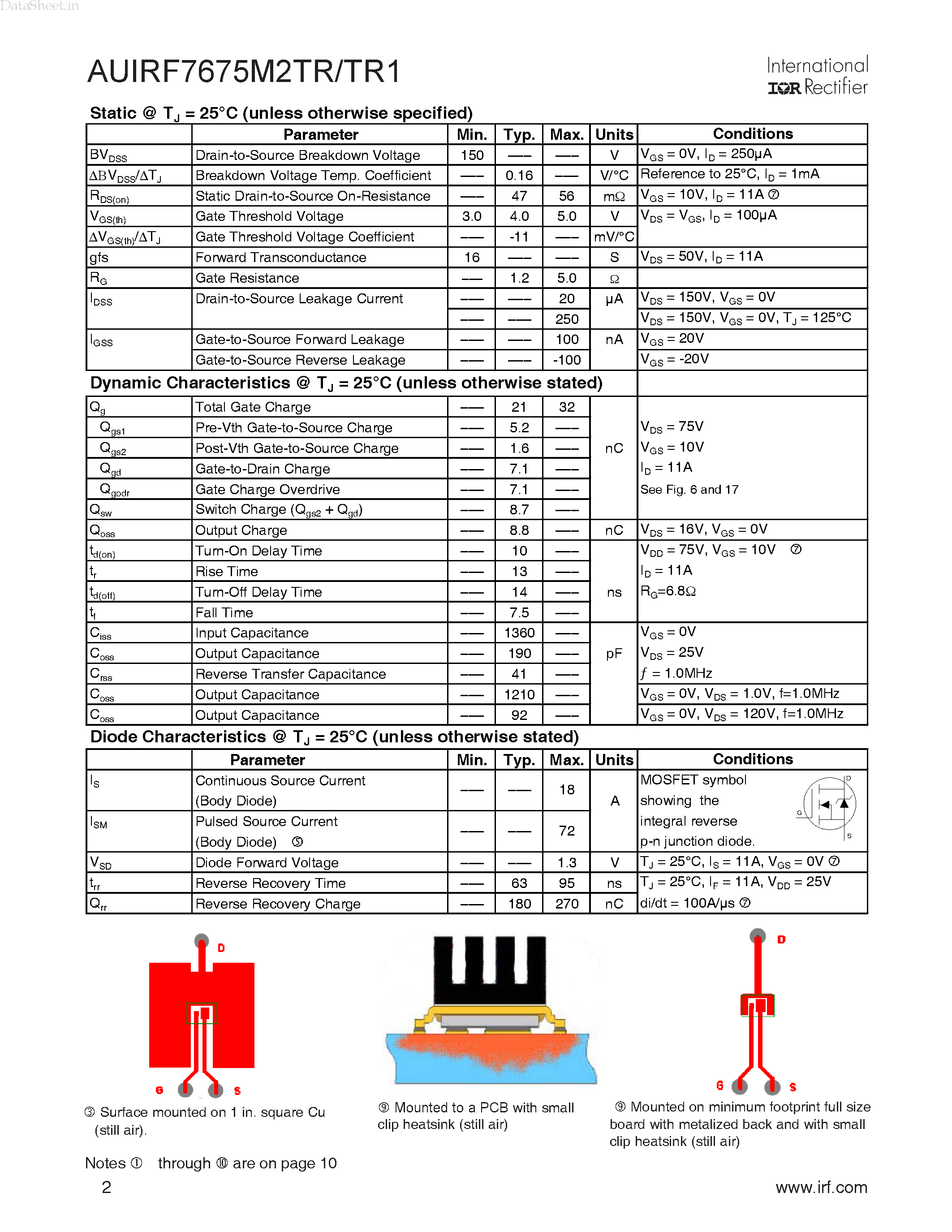 Datasheet AUIRF7675M2TR - Automotive Grade Single N-Channel HEXFET page 2