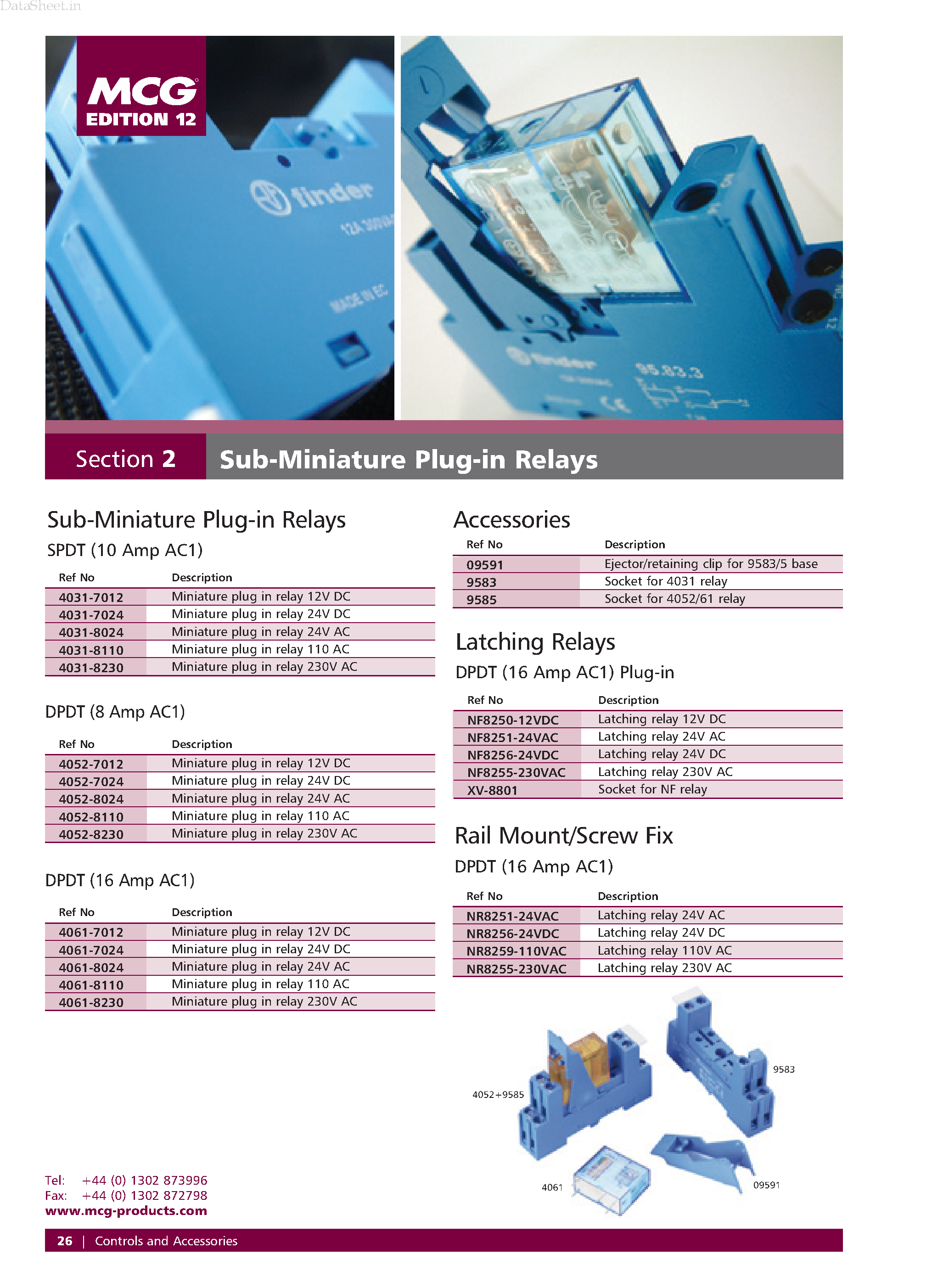 Datasheet 4052-7012 - Sub-Miniature Plug-in Relays page 1