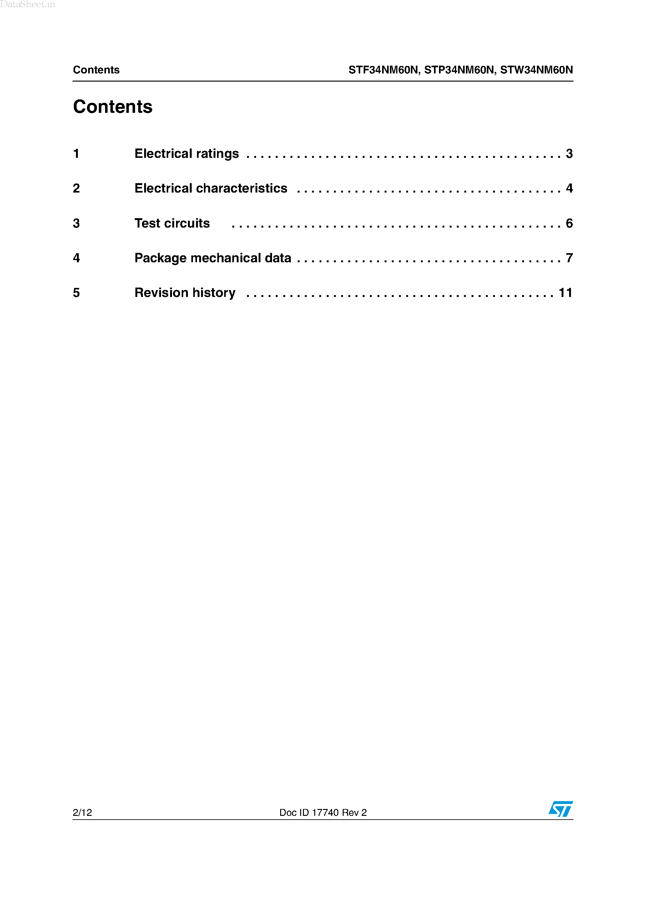 Datasheet STP34NM60N - Power MOSFETs page 2