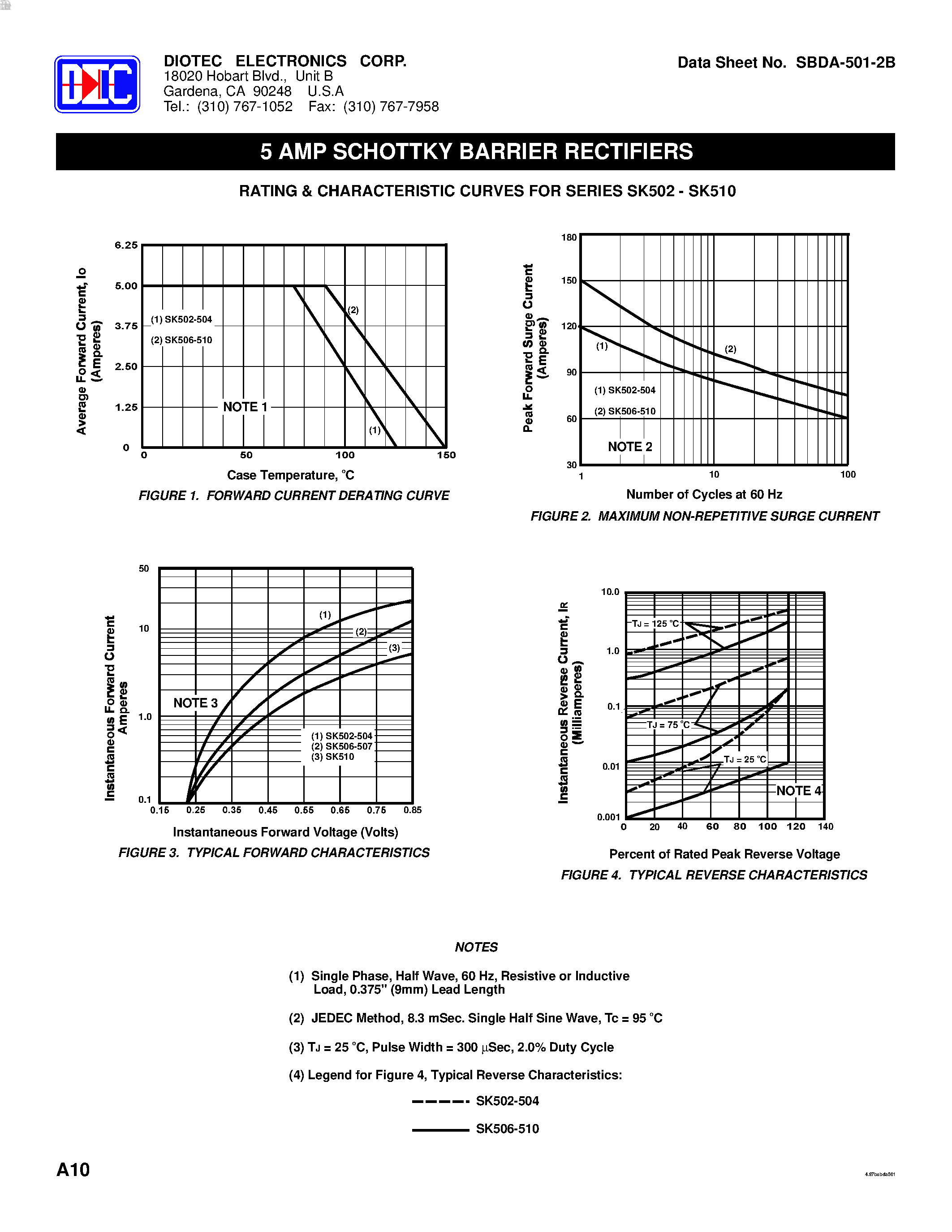 Datasheet SK502 page 2 Datasheet SK502 - (SK502 - SK510) 5 AMP SCHOTTKY BARRIER RECTIFIERS page 2